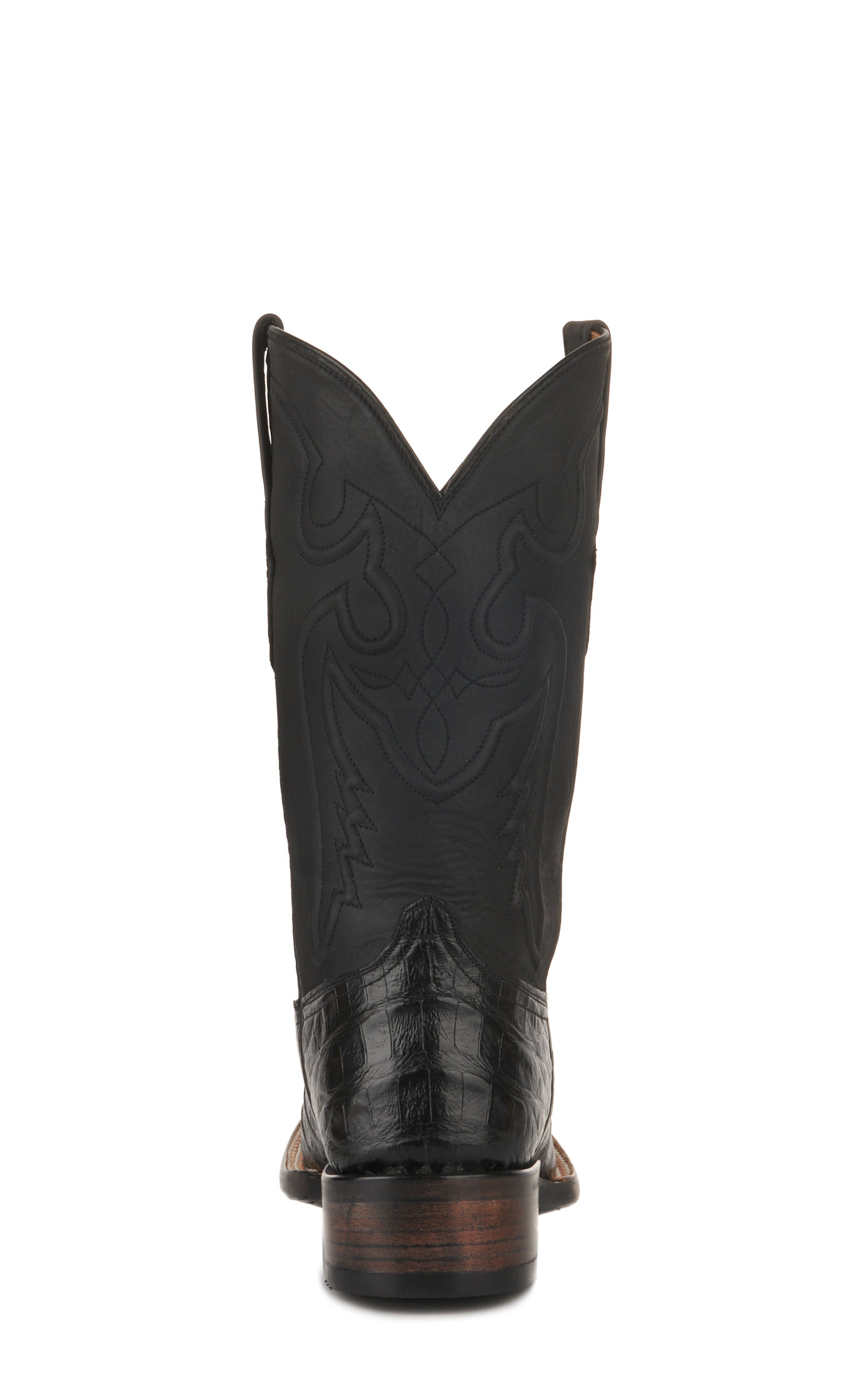 Black Jack Men's Black Caiman Belly Wide Square Toe Exotic Cowboy Boots - Image 1
