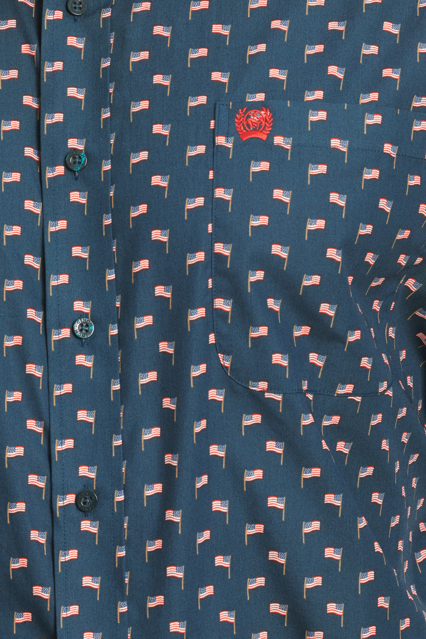 Cinch Men's Navy & Red Geo Flag Print Western Shirt - Image 1
