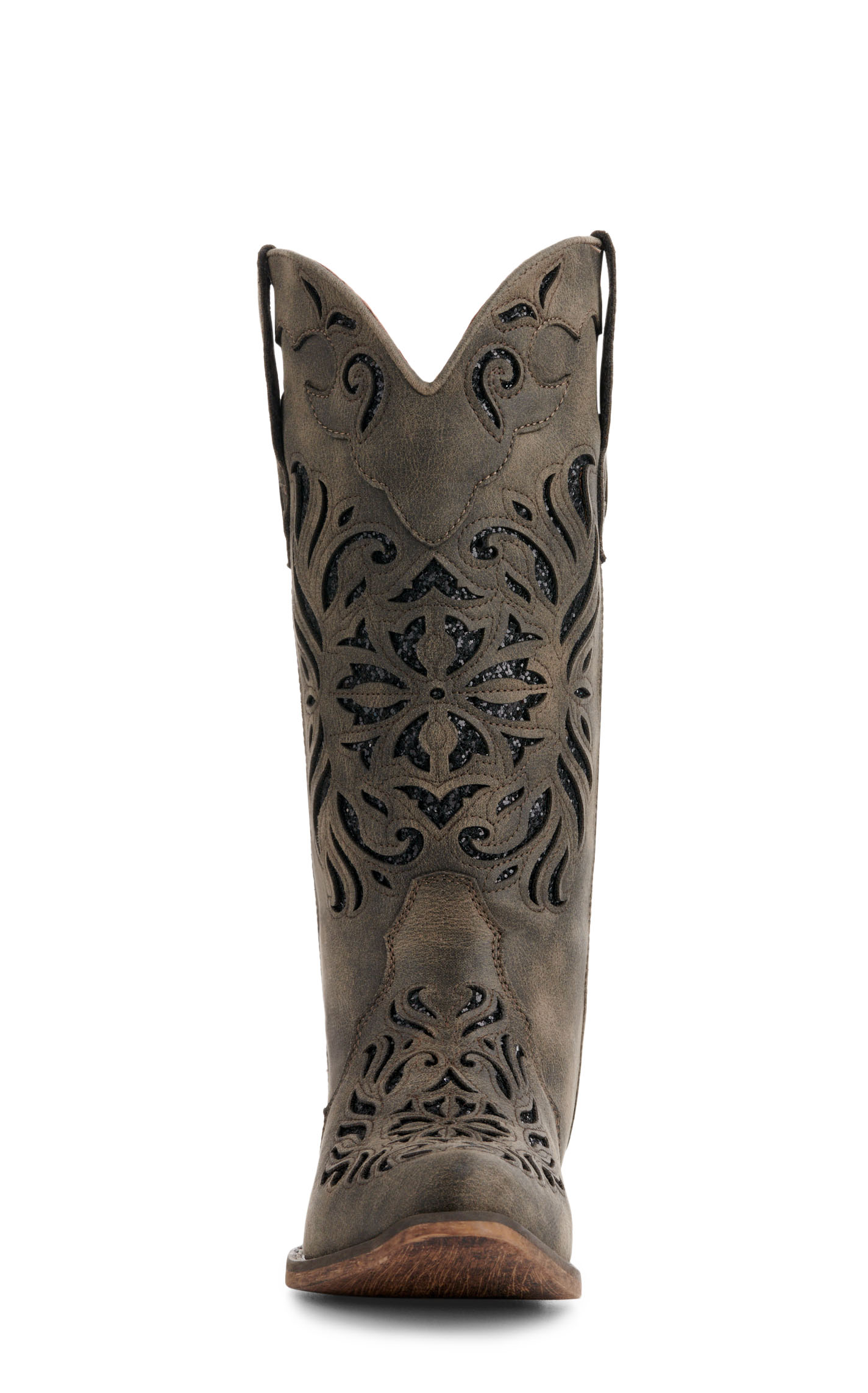 Roper Women's Riley Gray with Black Glitter Inlay Snip Toe Cowboy Boots - Image 1