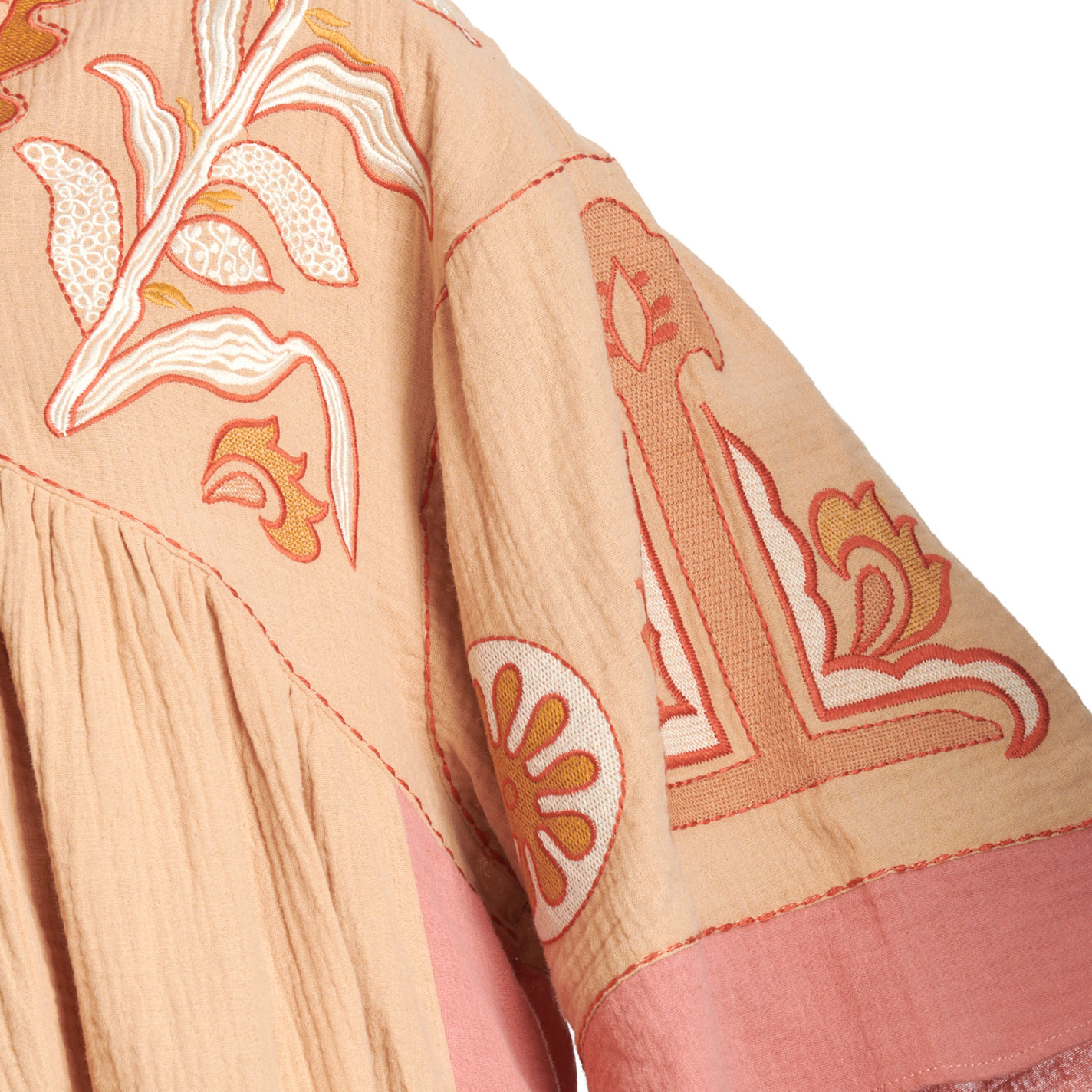 EASEL Women's Khaki & Rose Embroidered Kimono Style Top - Image 1
