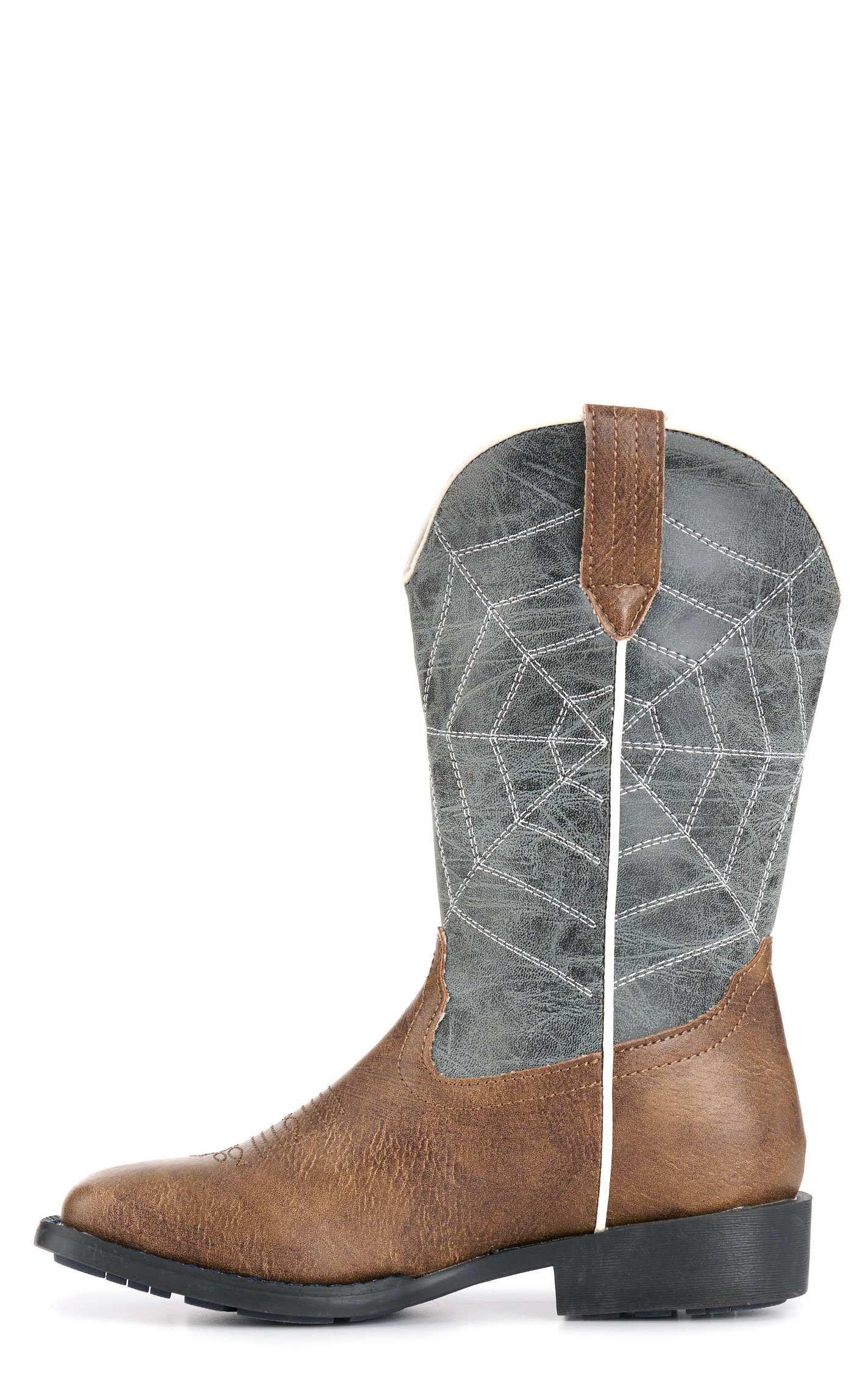 Roper Boys' Spidie Blue and Brown Light Up Square Toe Cowboy Boots - Image 1