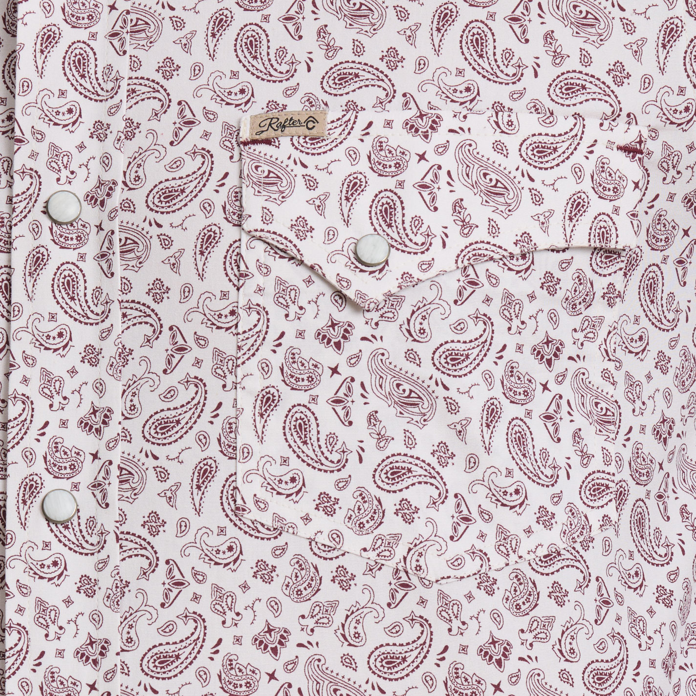 Rafter C Men's ProFlex45 White & Wine Paisley Western Shirt - Image 1