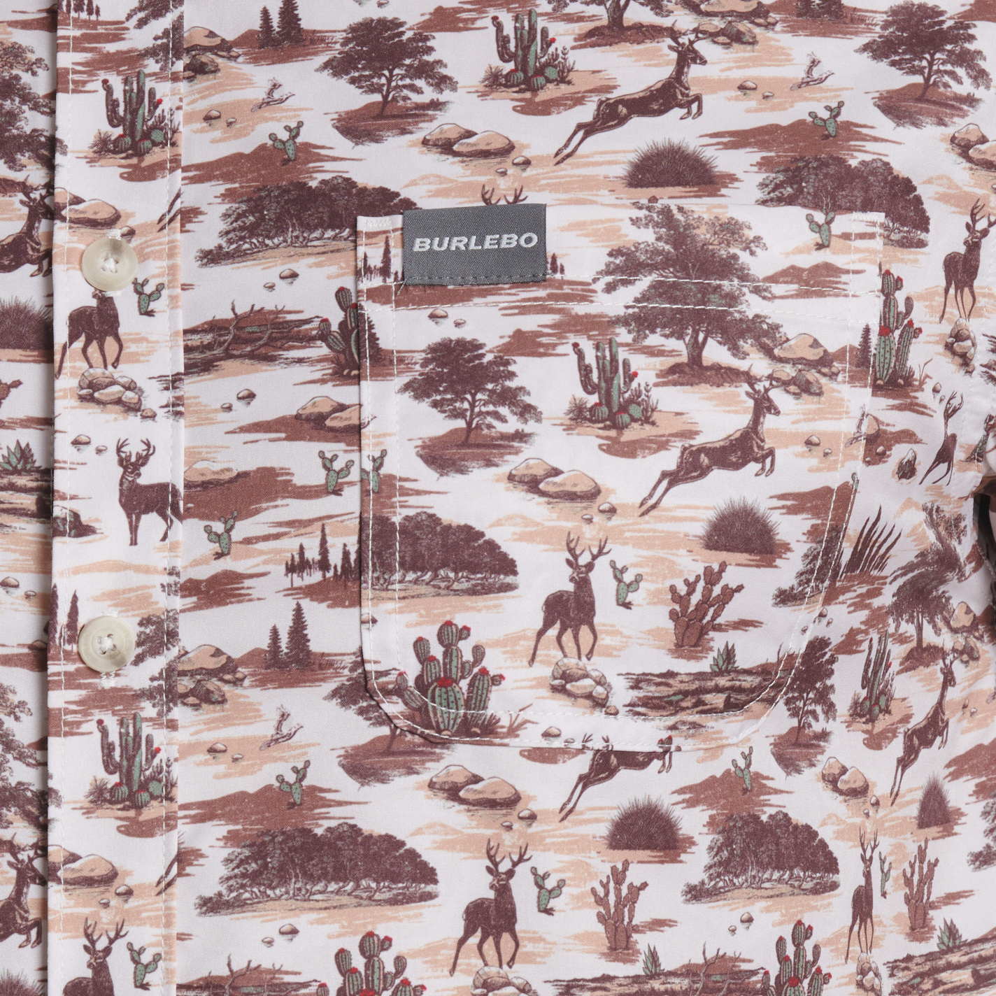 Burlebo Men's Performance Tan Brush Country Print Shirt - Image 1