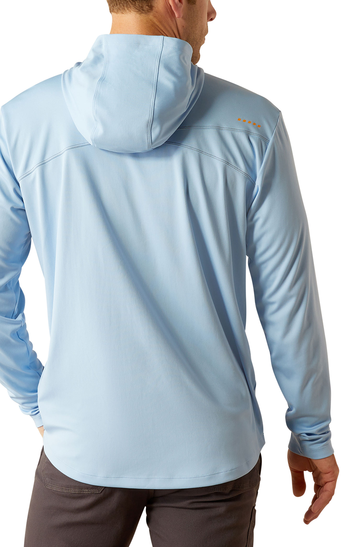 Ariat Rebar Men's Sunblocker Cornflower Blue Logo Graphic Work Hoodie - Image 1