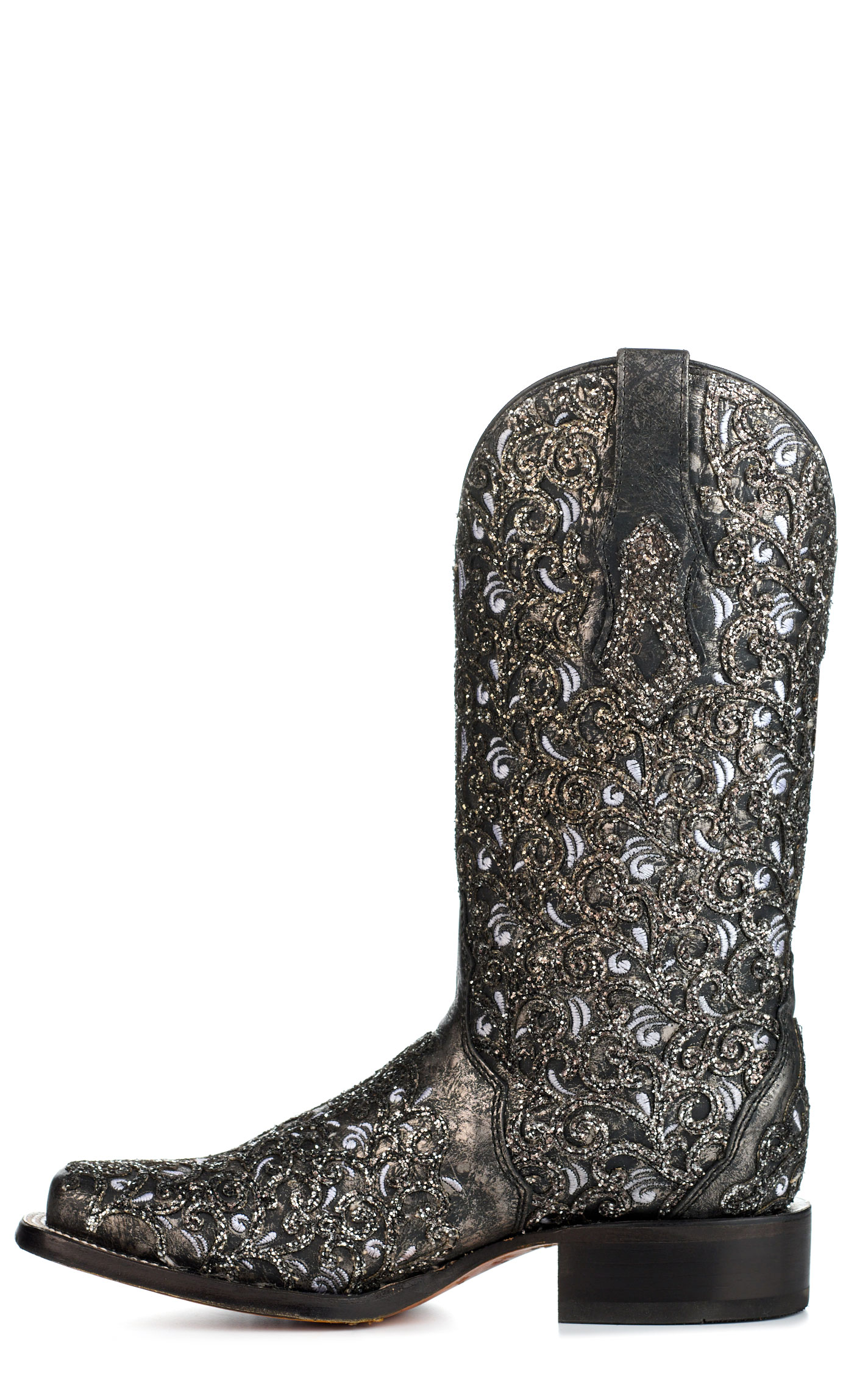 Corral Women's Black with Glitter Overlay Square Toe Cowboy Boots - Image 1