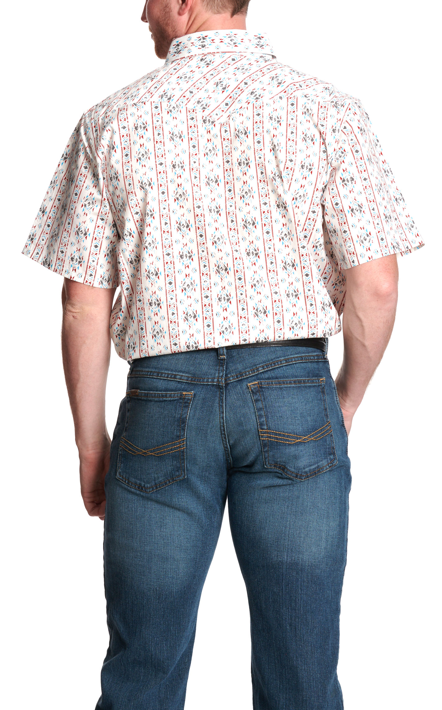 Panhandle Slim Men's White Aztec Print Short Sleeve Western Shirt - Image 1