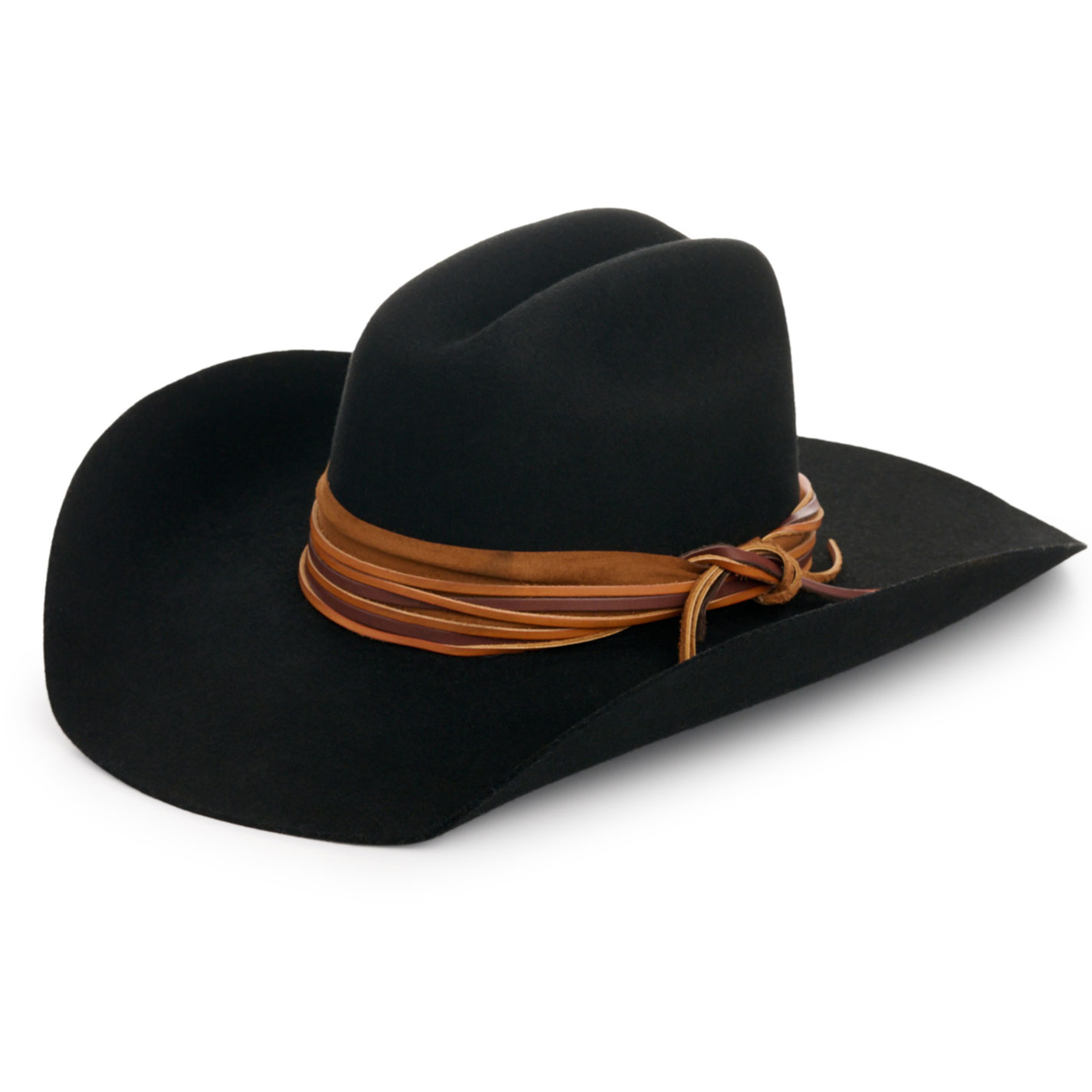 Rockin C Women's Black Wesley Creased Leather Wrap Felt Western Hat - Image 3