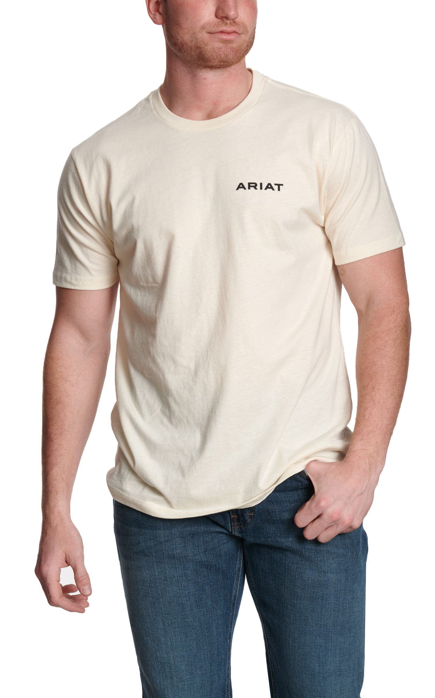 Ariat Men's Off White Ariat Logo SMU T-Shirt - Image 1