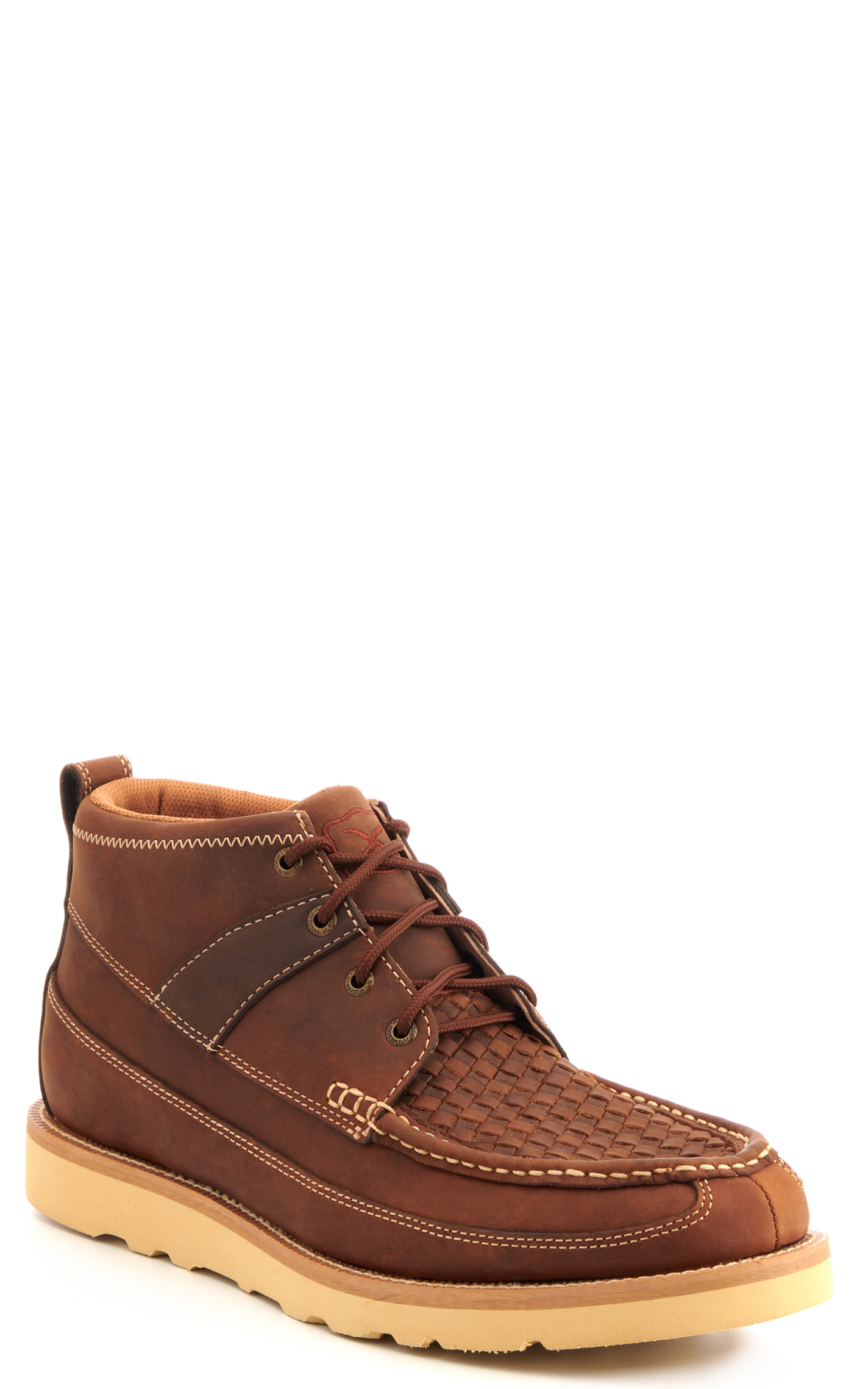 Twisted X Men's Brown Woven Insert Crepe Wedge Lace Up Casual Shoes - Image 1