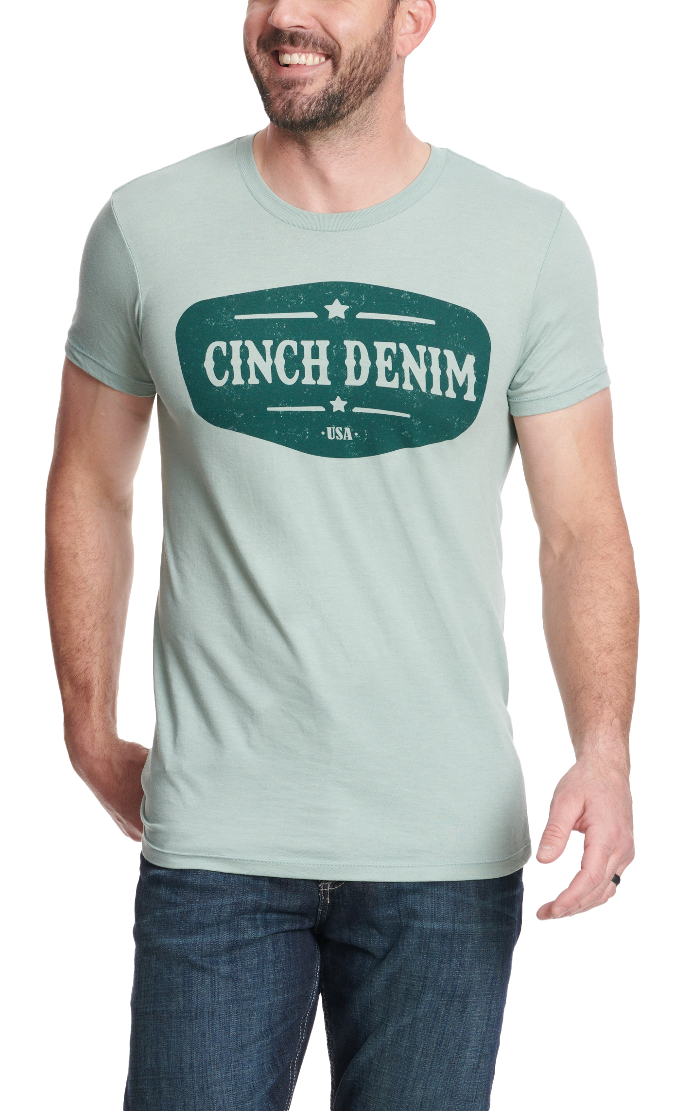 Cinch Men's Sweet Sage & Forest Logo Graphic Short Sleeve T-Shirt - Image 1