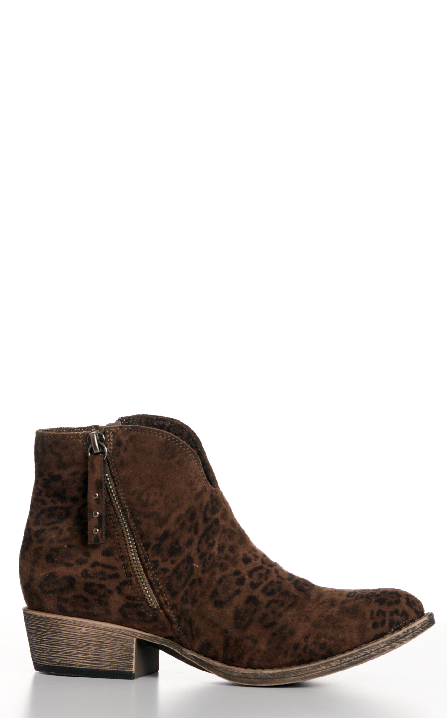 Very G Women's Charming Taupe Leopard Round Toe Booties - Image 1
