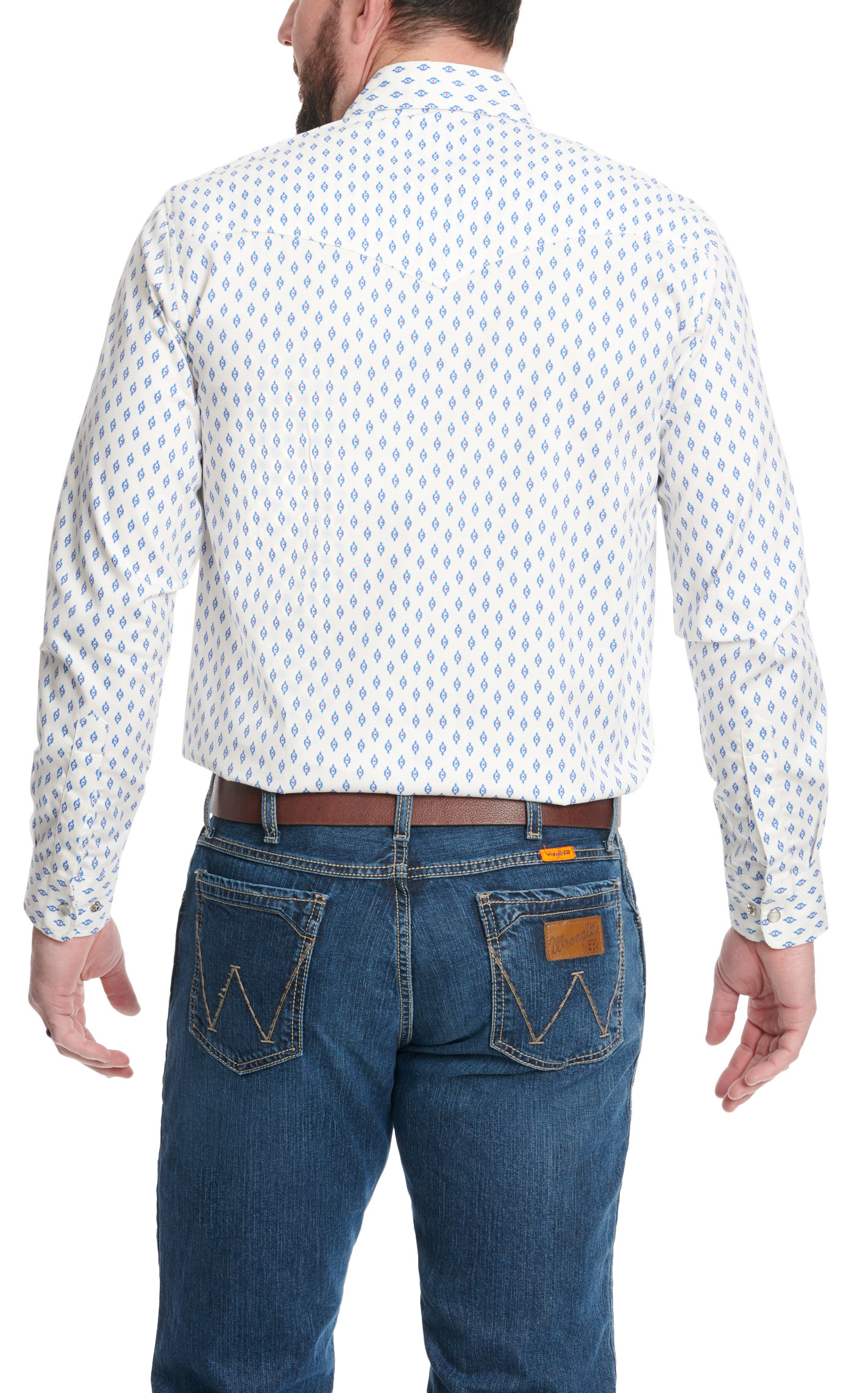 Forge Men's White Red & Blue Aztec Print Long Sleeve FR Work Shirt - Image 1