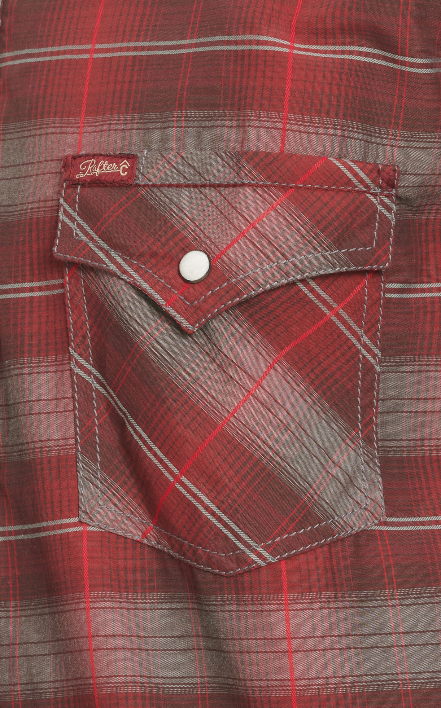 Rafter C Men's Red Dirt Collection Gray & Red Burgundy Plaid Western Shirt - Image 1