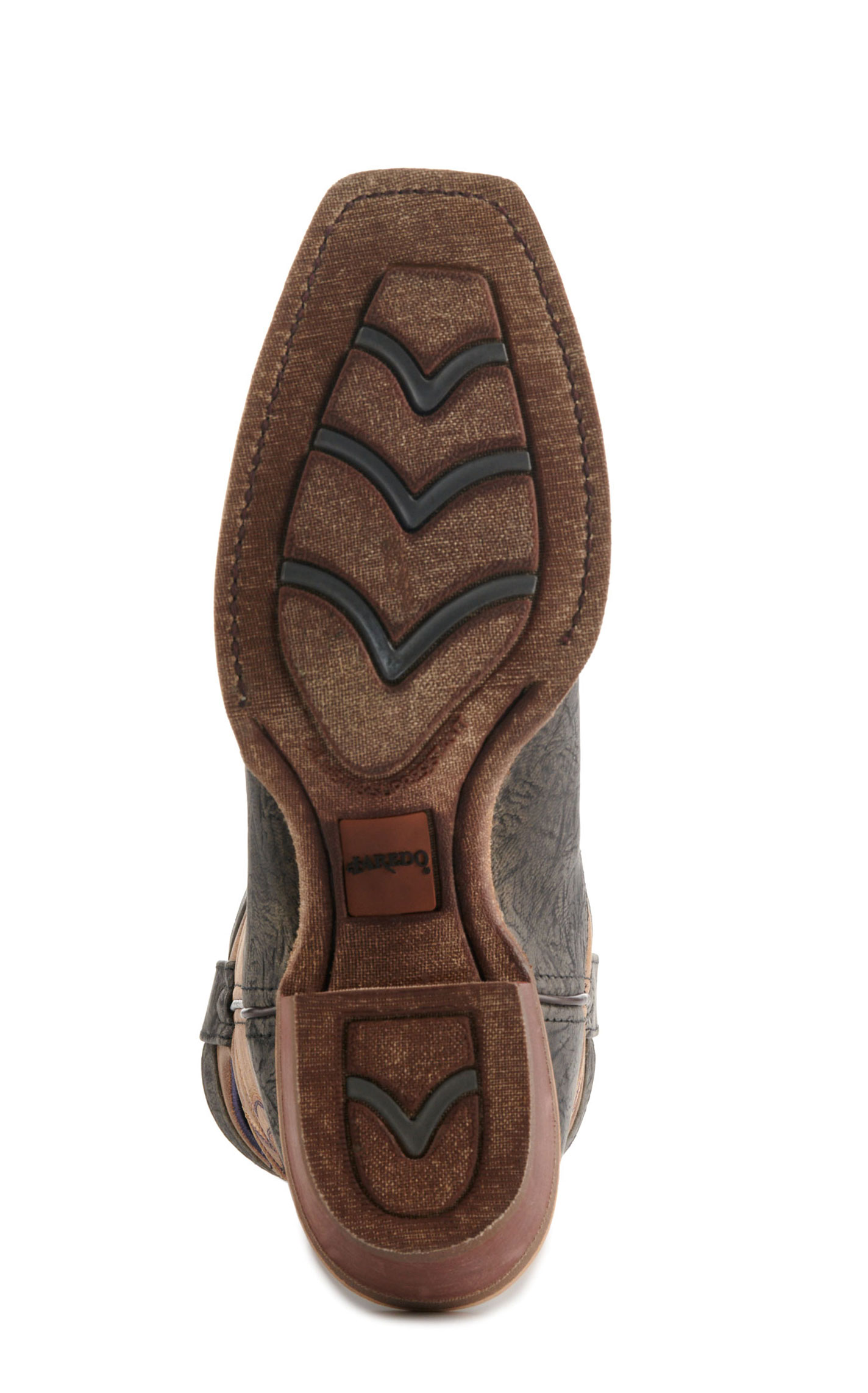 Laredo Men's Walker Dark Gray and Tan Punchy Square Toe Buckaroo Cowboy Boots - Image 1