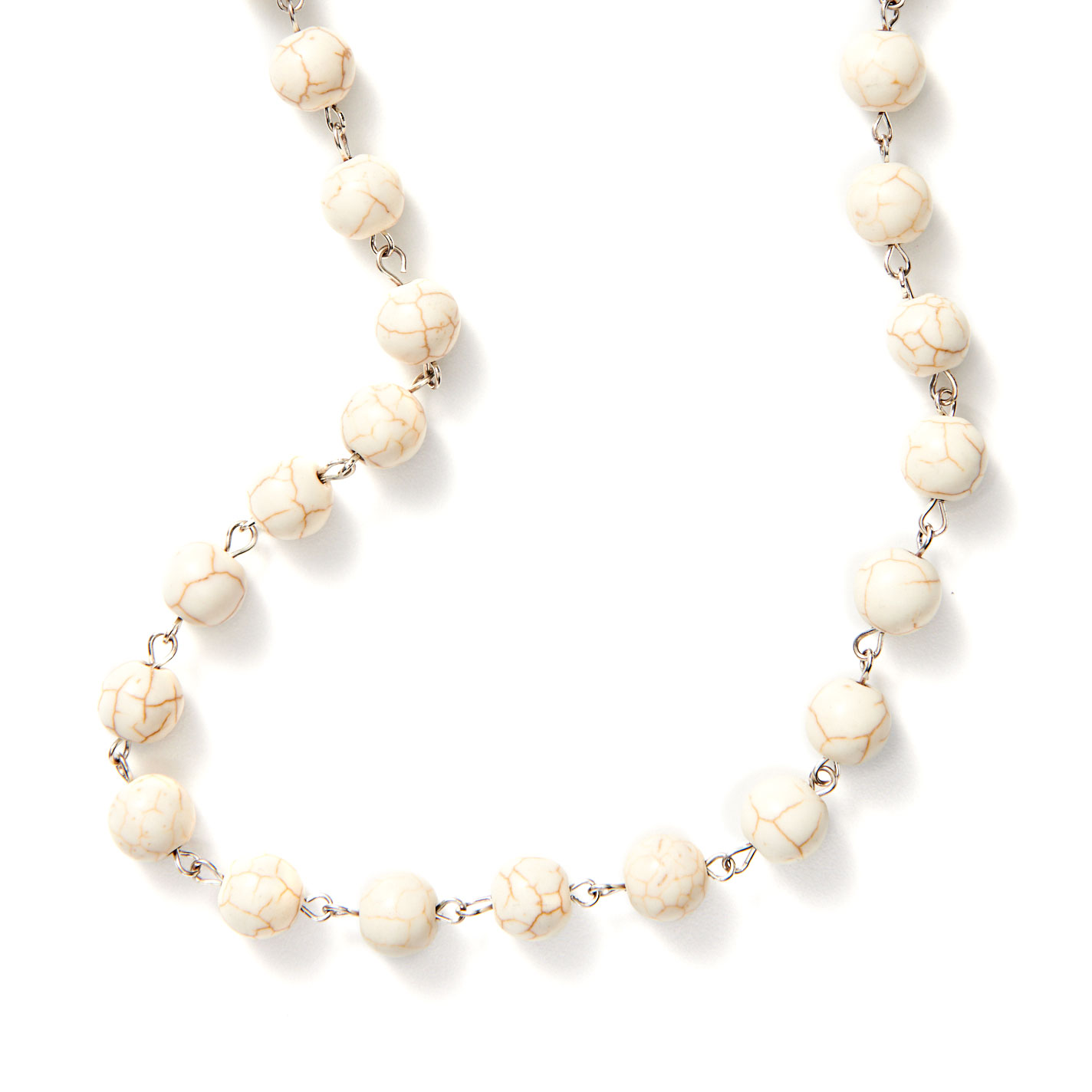 Rockin C Silver Paperclip & Cream Bead Necklace - Image 1