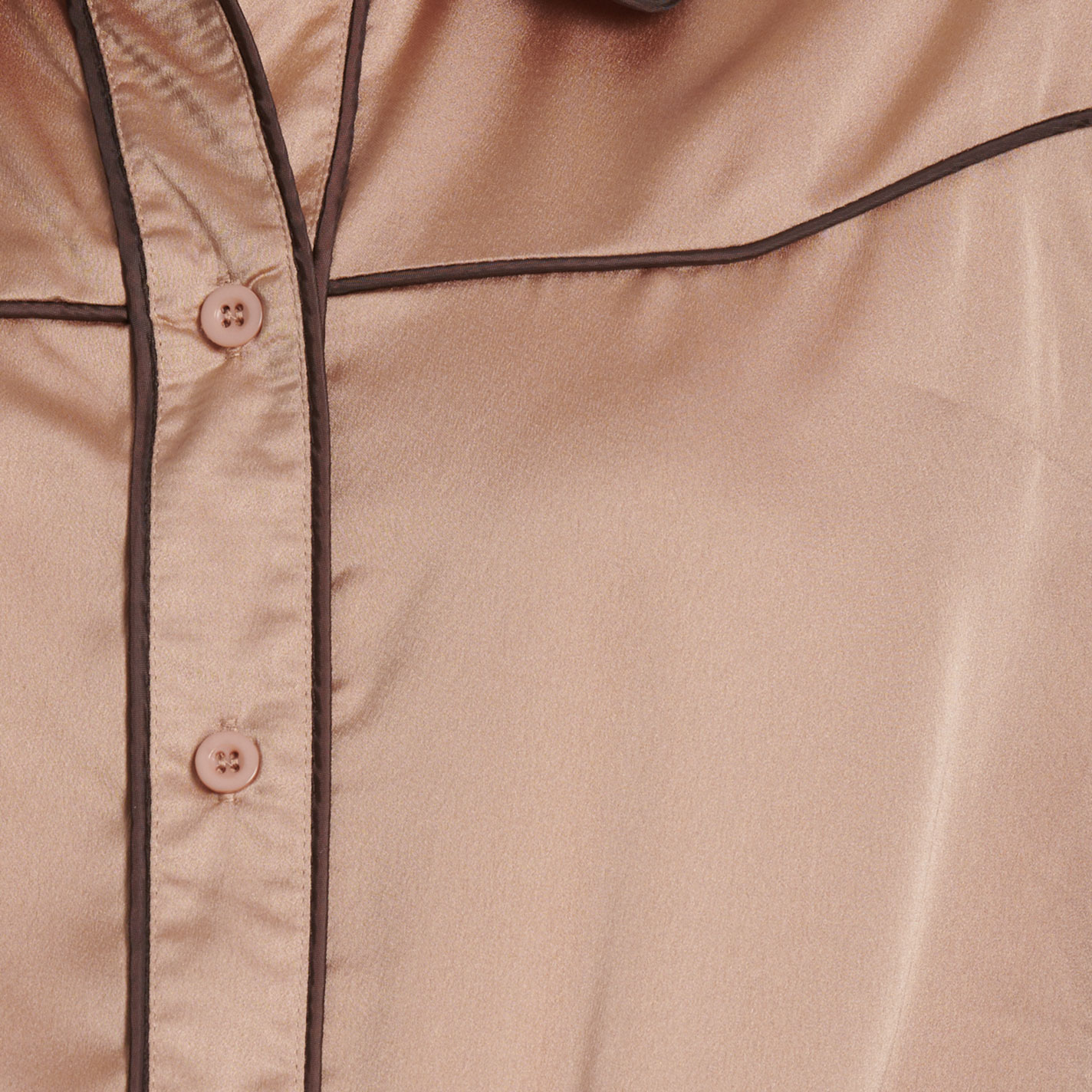 Blue B Women's Tan Satin Western Top with Brown Piping - Image 1