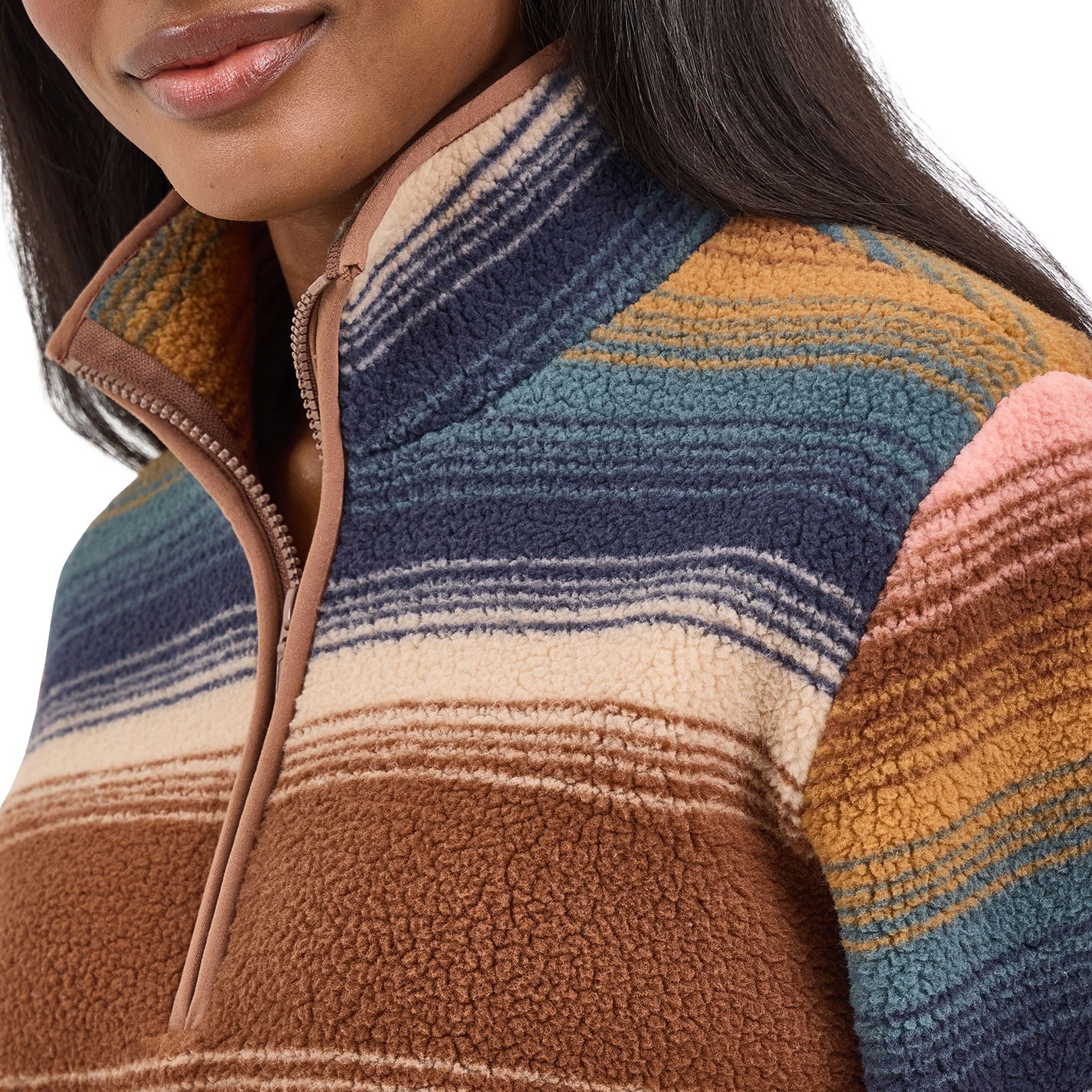 Wrangler Retro Women's Sunset Stripe Sherpa Pullover - Image 1