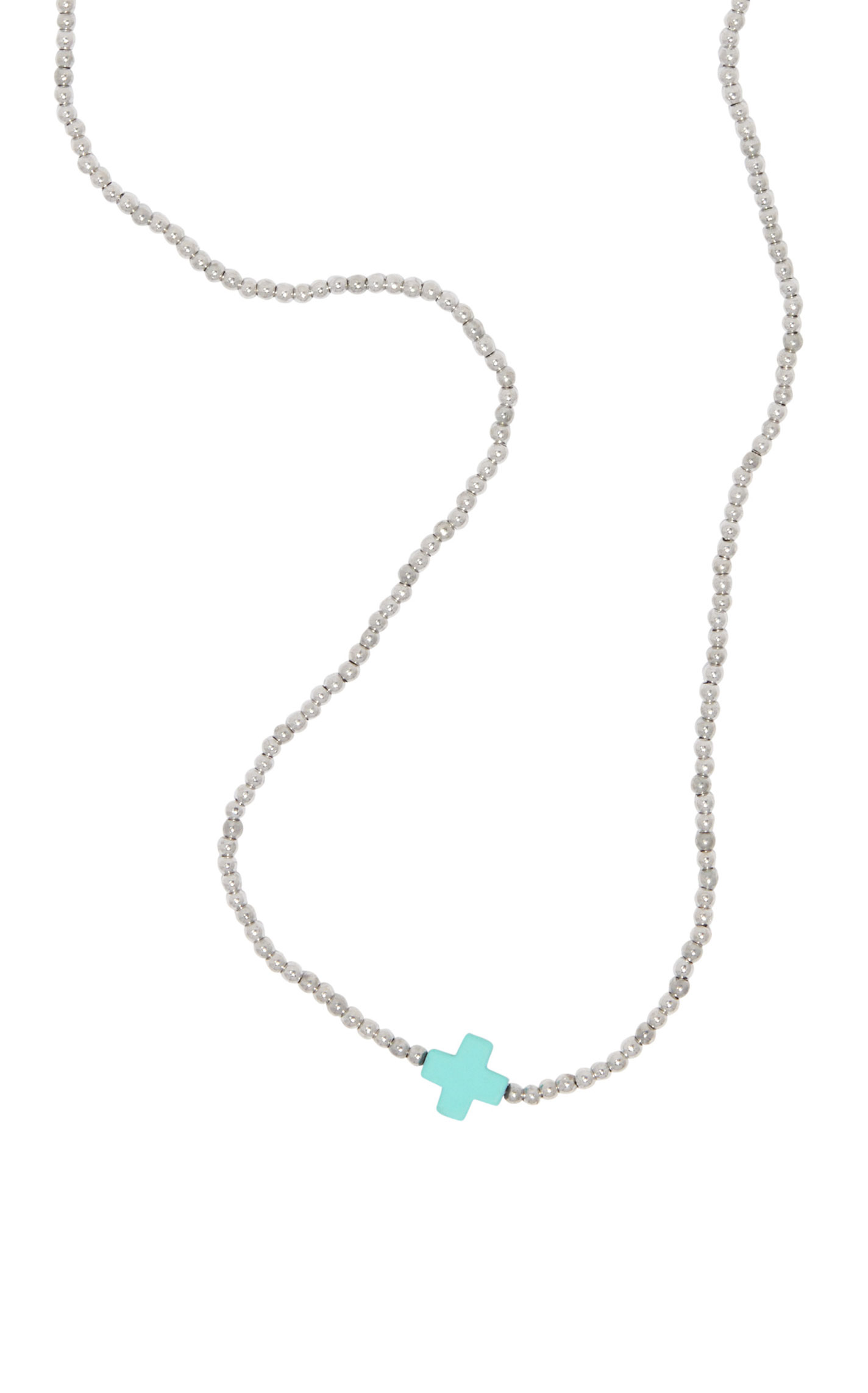 806 by Pink Panache Silver & Turquoise Cross Necklace - Image 1
