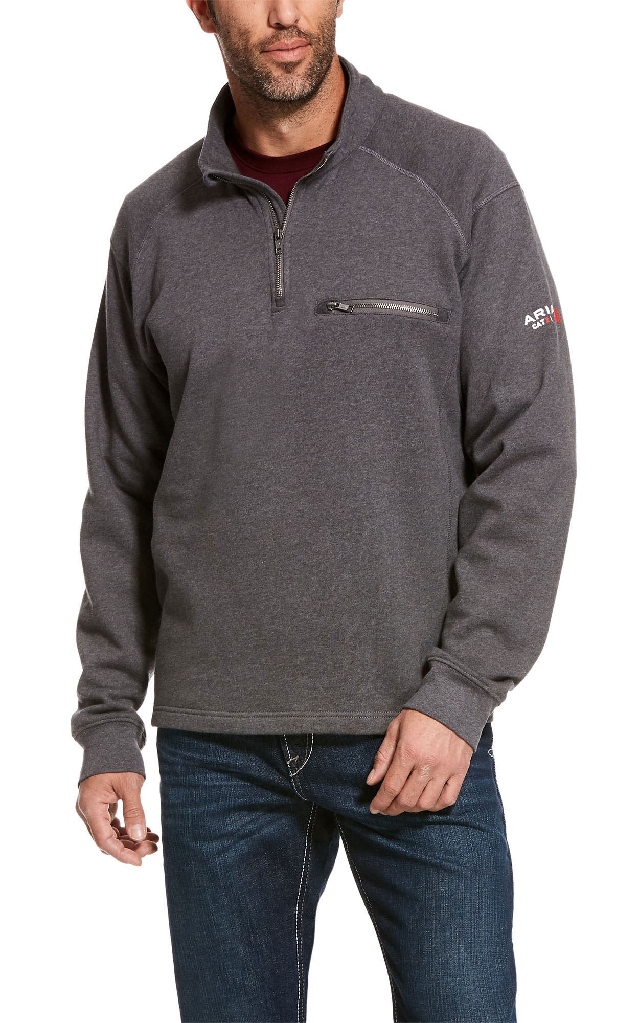 Ariat FR Charcoal Gray 1/4 Zip Work Pullover - Big & Tall Sizes - Image 2