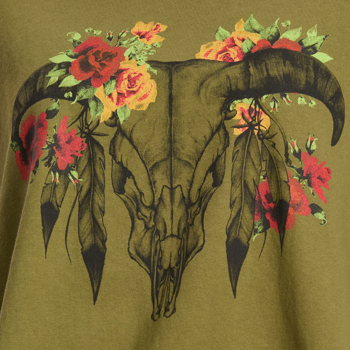 Double Zero Women's Moss Floral Skull Graphic T-Shirt - Image 1