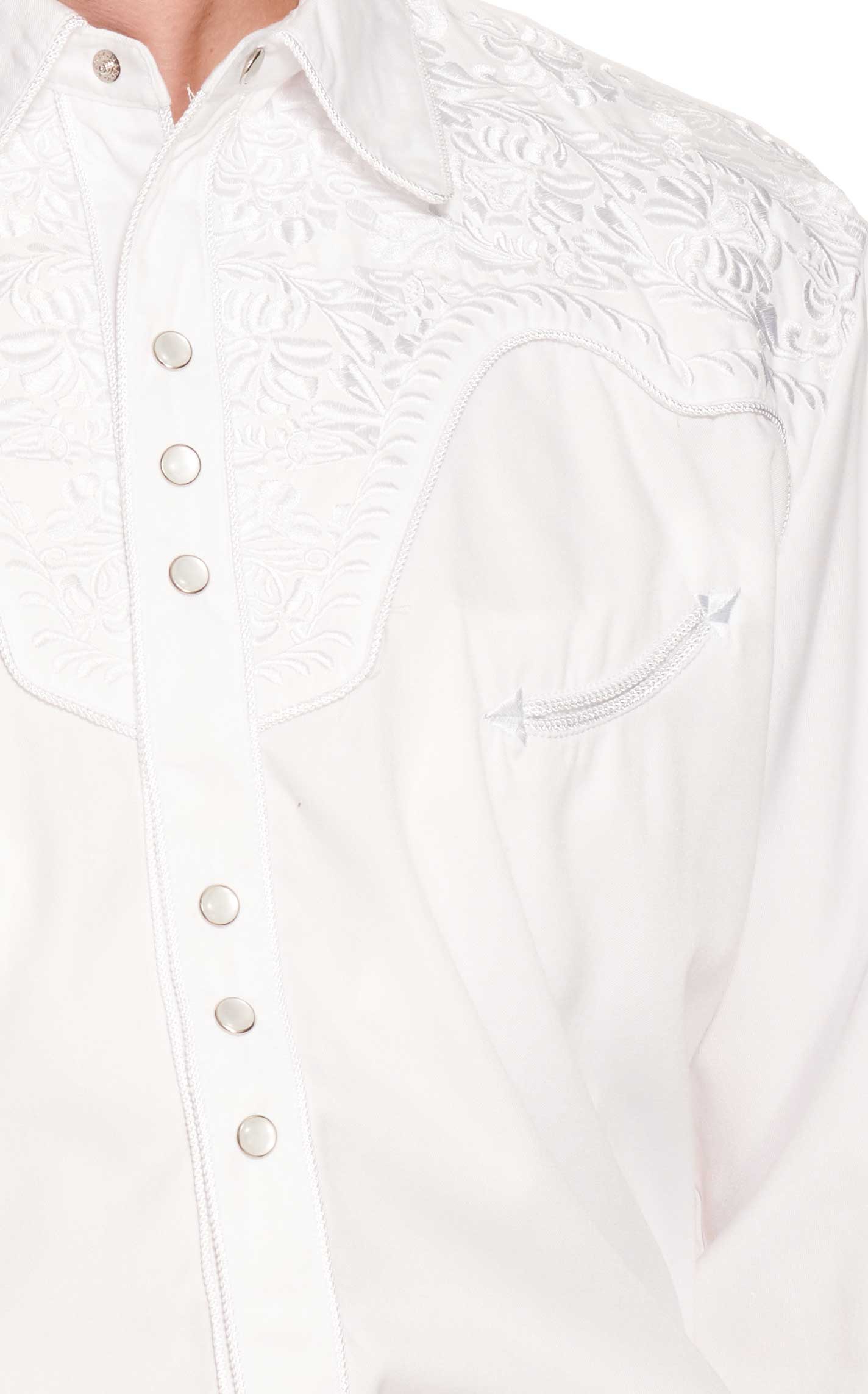 Scully Men's Legends Gunfighter White On White Long Sleeve Western Shirt - Image 1