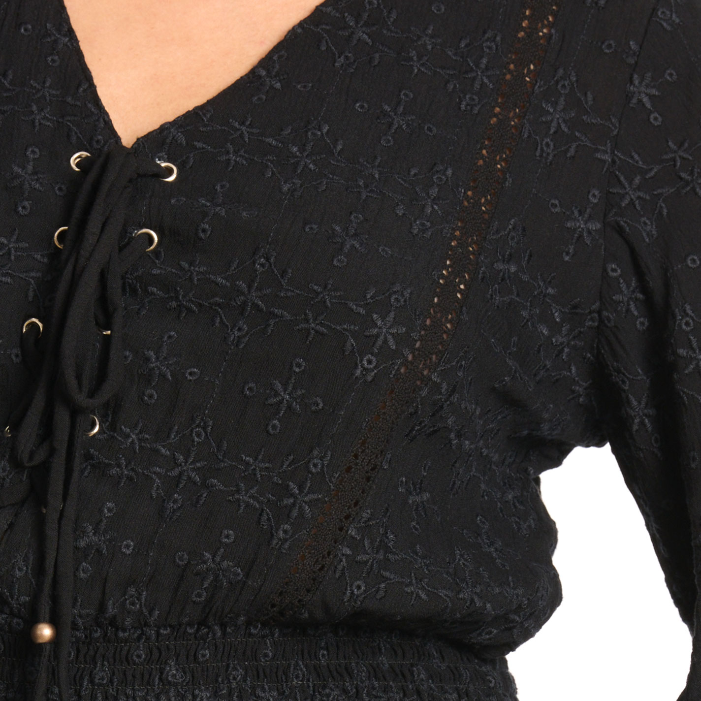 Rockin C Women's Black Eyelet Top - Image 1