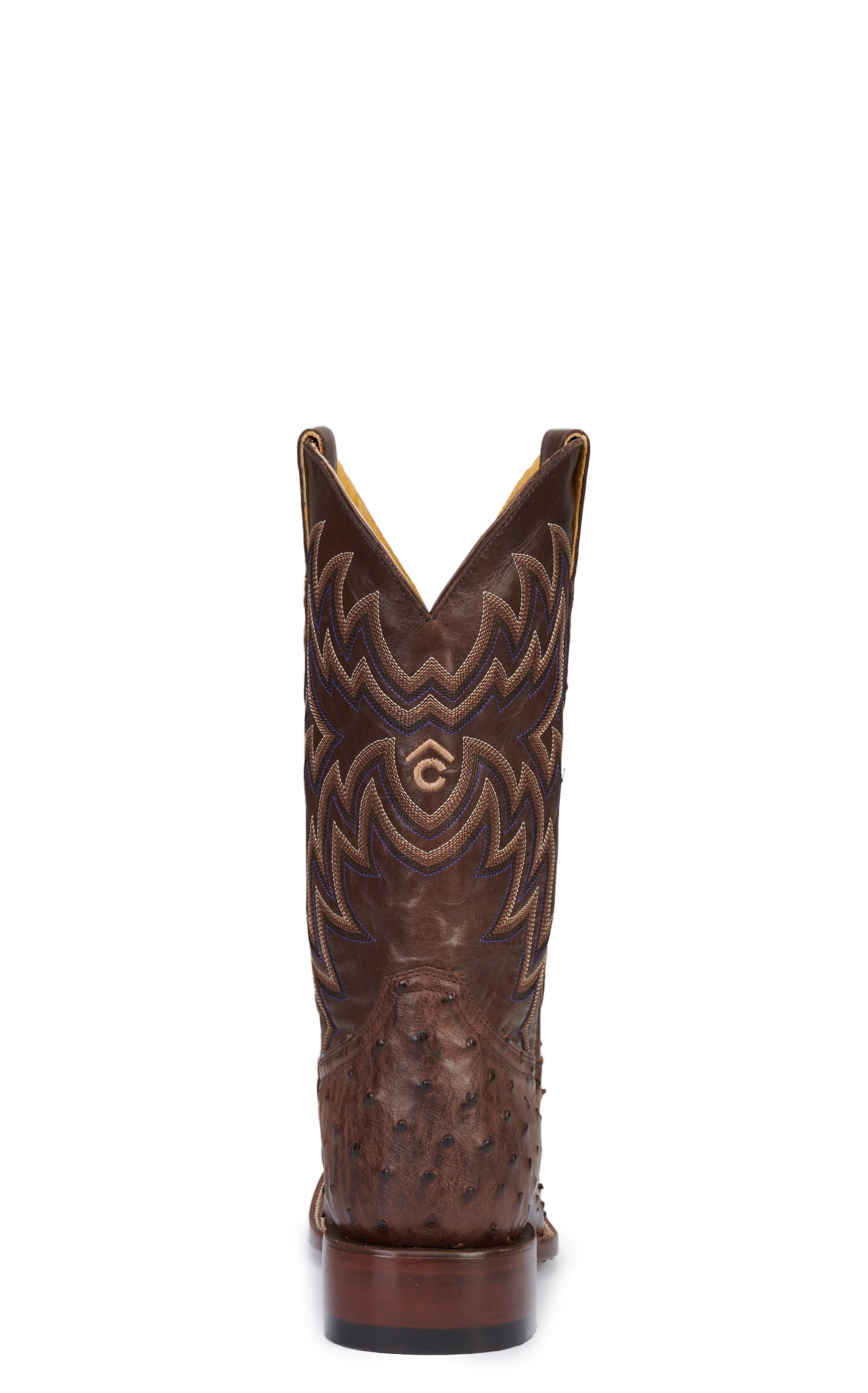 Cavender's Men's Chocolate Brown and Bruchiato Moka Full Quill Ostrich Rafter C Wide Square Toe Exotic Cowboy Boots - Image 1