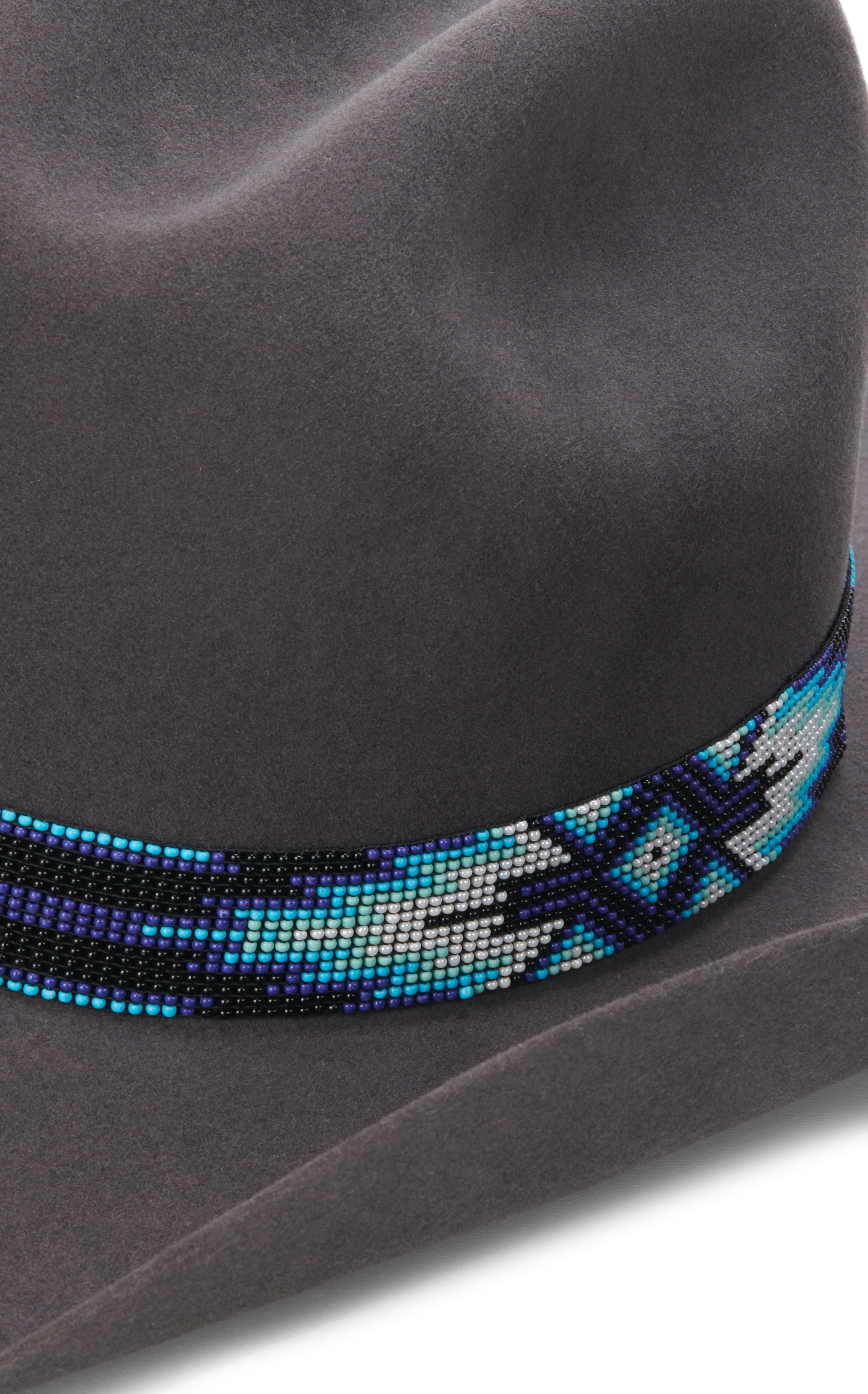 Twister Multi-Blue Southwest Design Beaded Stretch Hatband - Image 1