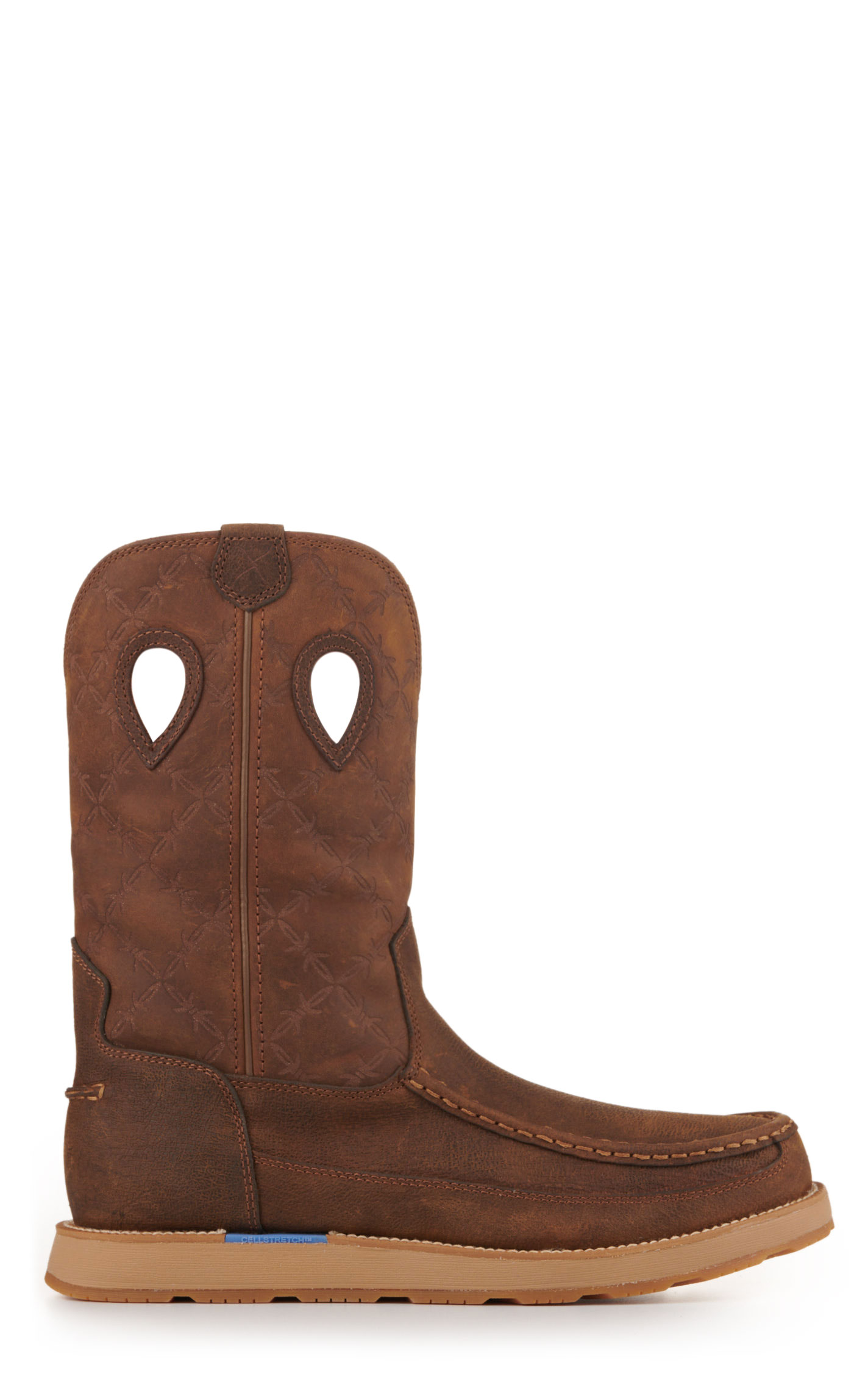 Twisted X Men's Brunette Brown and Pecan CellStretch Round Toe Wedge Work Boots - Image 1