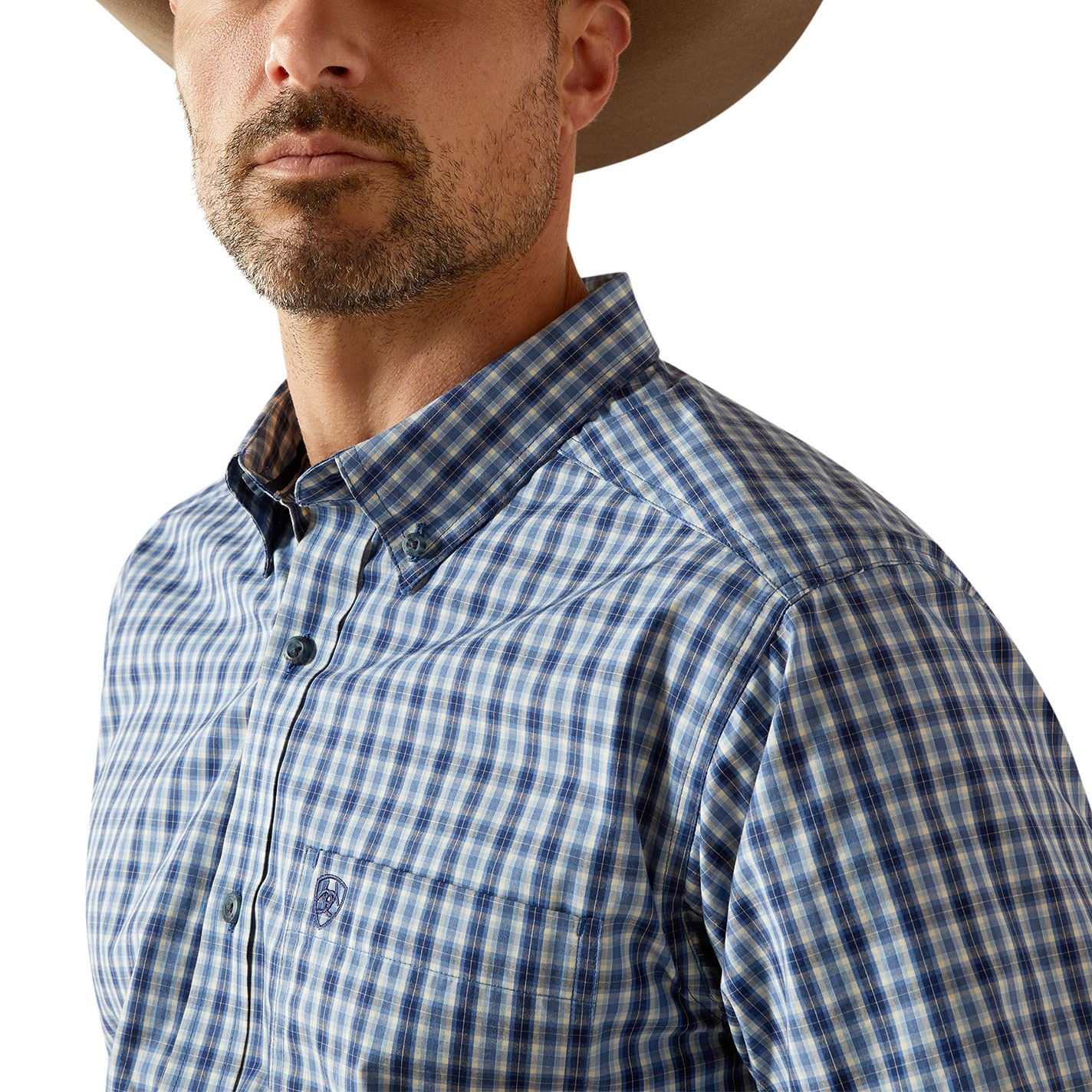 Ariat Men's Blue Plaid Classic Fit Western Shirt - Image 1