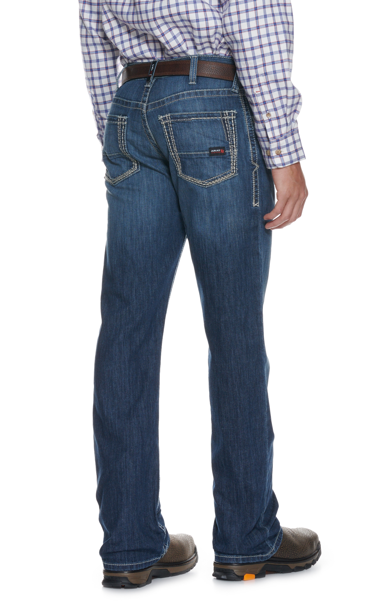 Ariat Men's FR M4 Boundary Medium Wash Stretch Duralight Relaxed Fit Boot Cut Work Jeans - Image 1