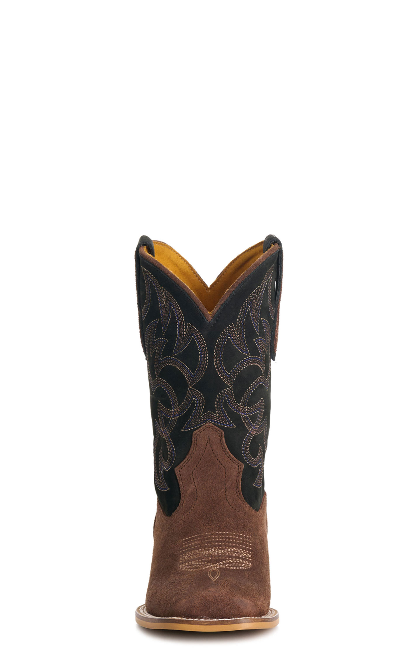 Cavender’s Youth's Black & Brown Roughout Suede Square Toe Cowboy Boots - Image 1