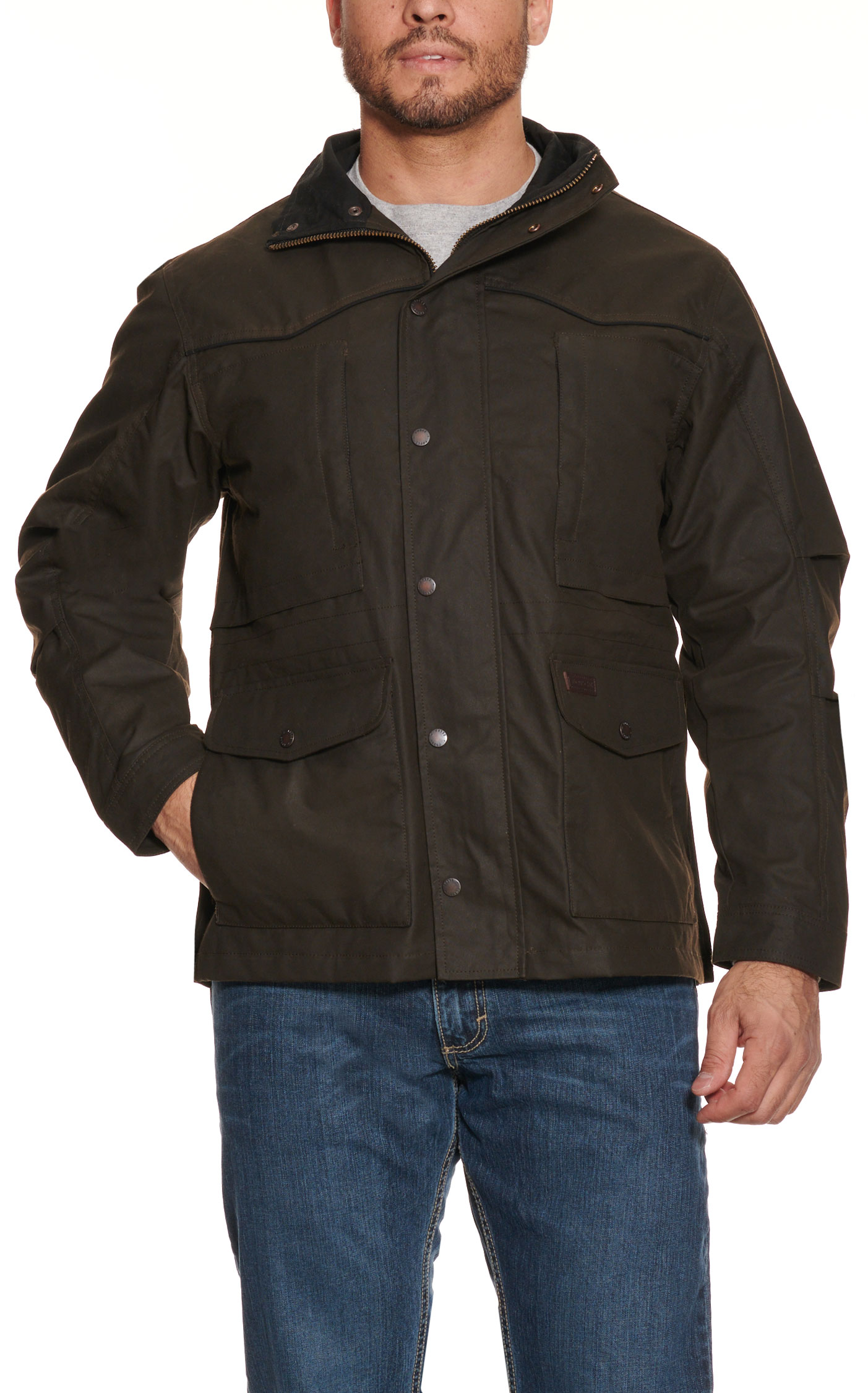 Forge Men's Dark Brown Oil Skin Jacket - Image 1