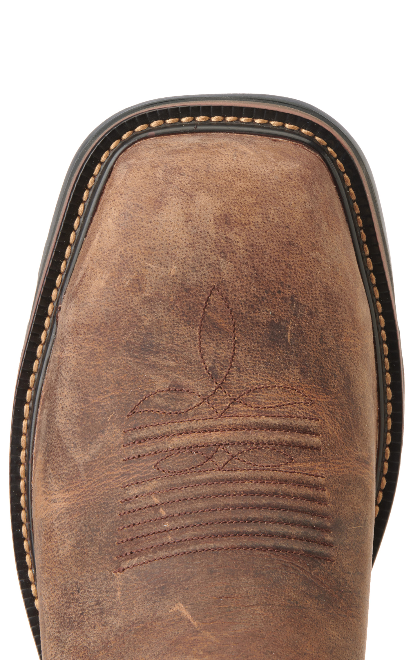 R. Watson Men's Distressed Chestnut and Ivory Bone Square Toe Work Boots - Image 1