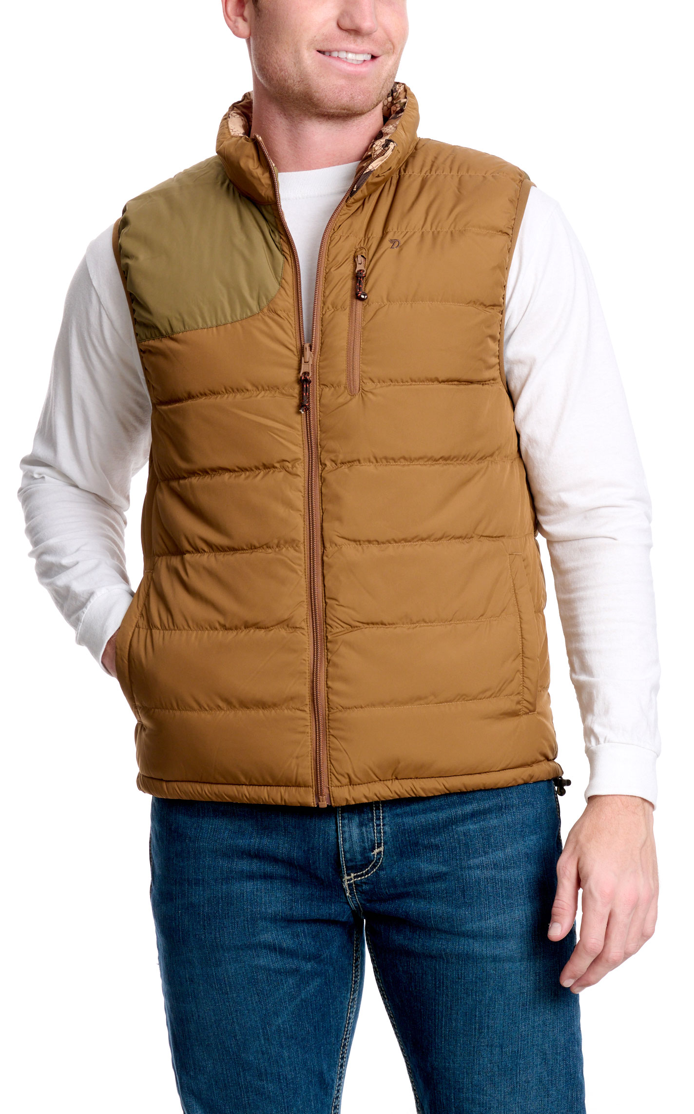 Duck Camp Men's Pintail Camo Reversible Dry-Down Vest - Image 1