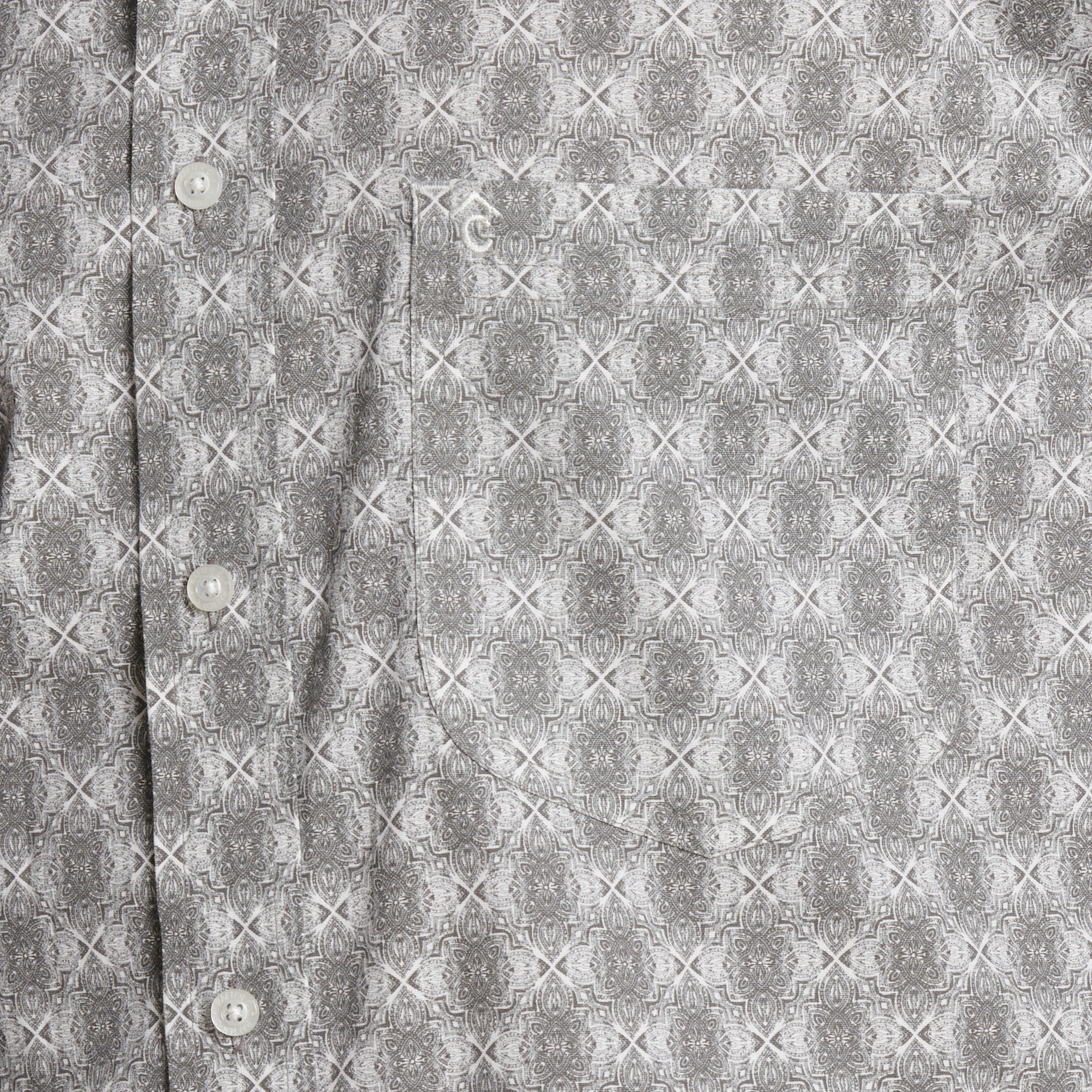 Rafter C Men's Gray Paisley Stretch Long Sleeve Western Shirt - Image 1