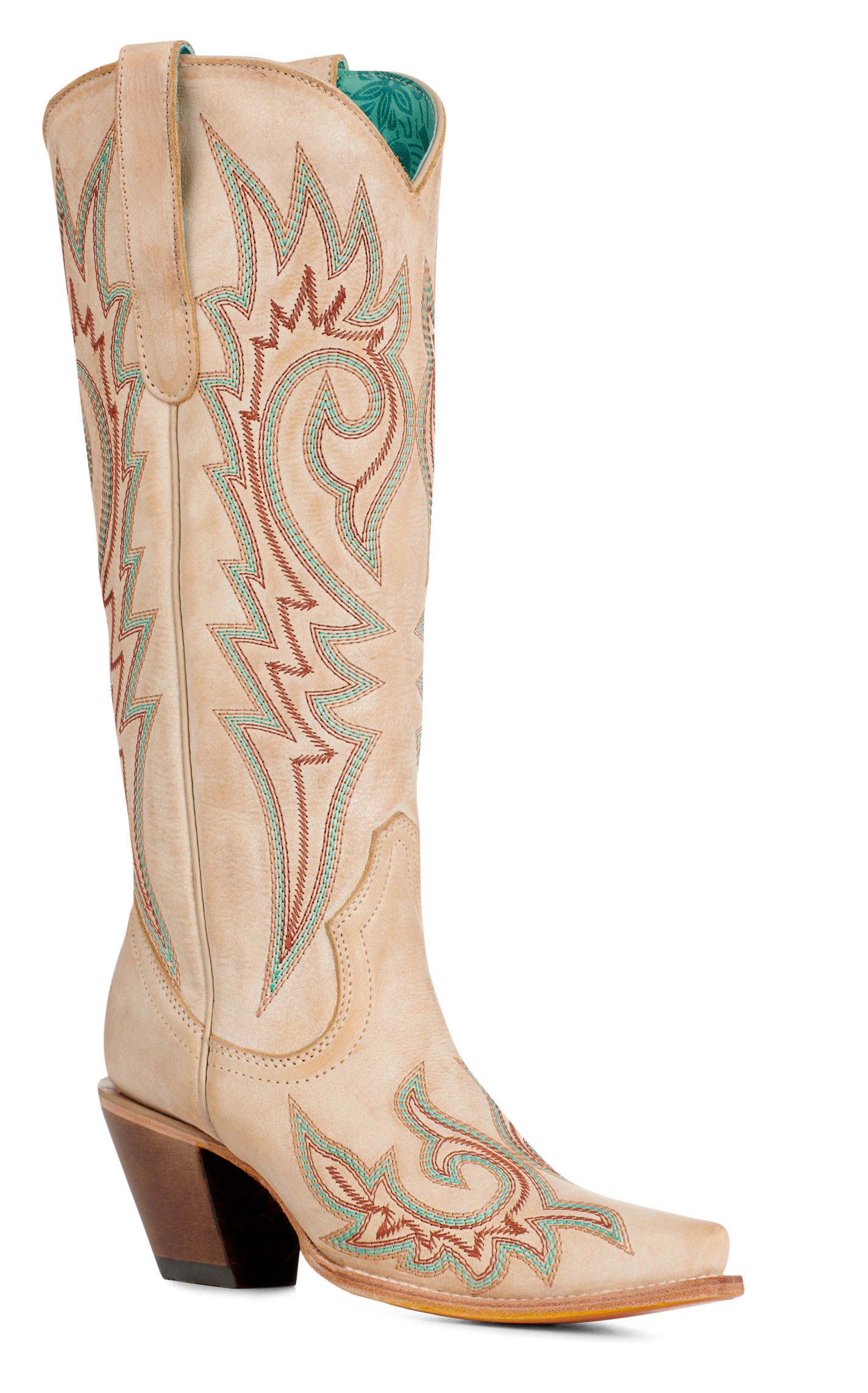 Corral Women's Bone & Multi Stitched Snip Toe Cowboy Boots - Image 1