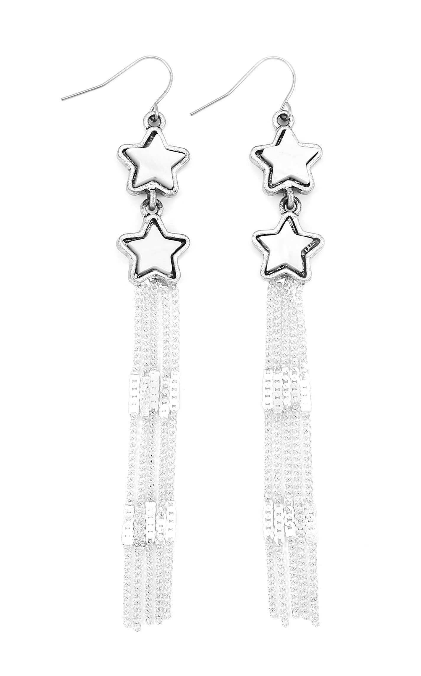 Cowgirl Confetti Silver Star Water Wishes Dangle Earrings - Image 1