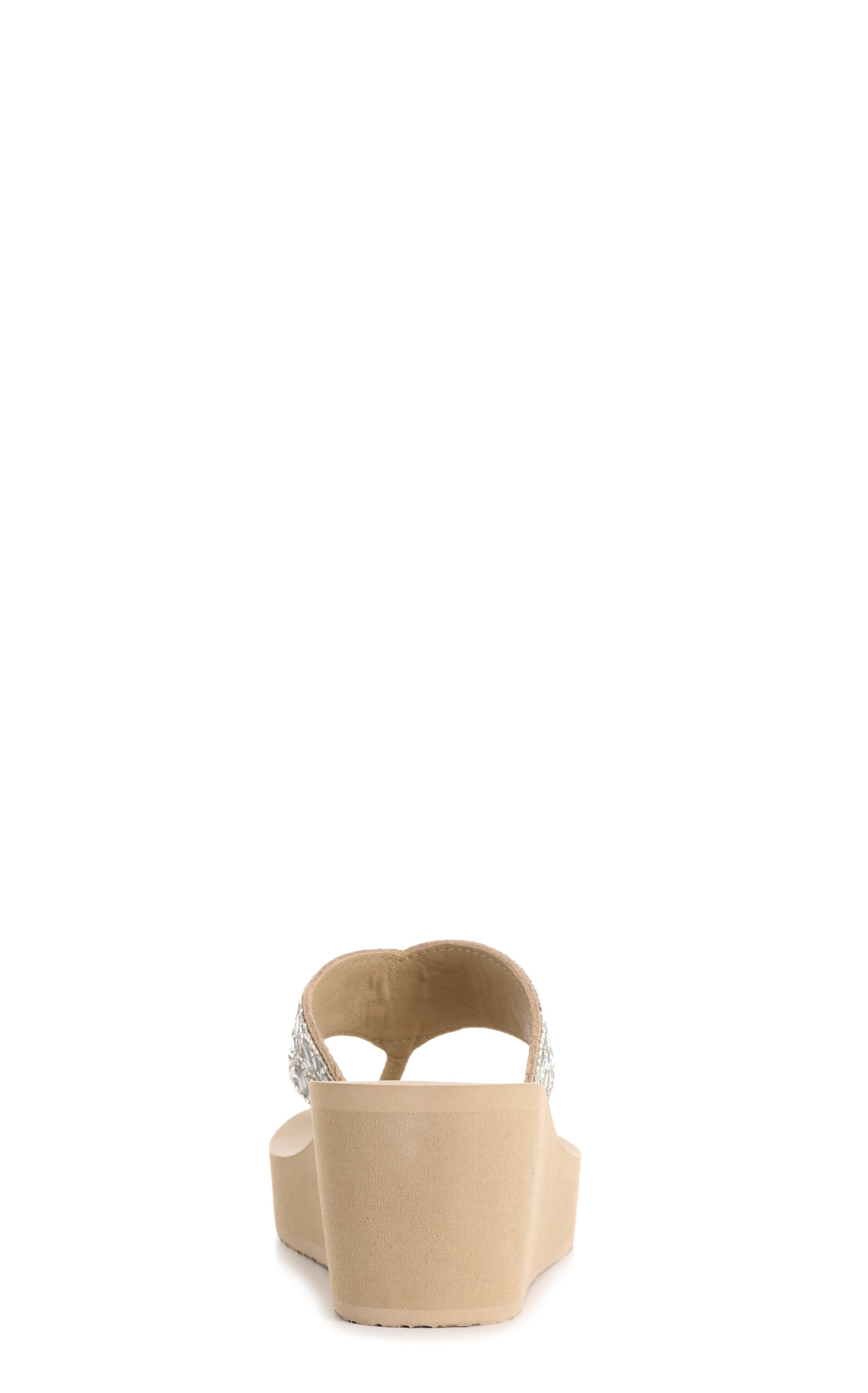 Yellow Box Ladies’ Taupe Enola Bling Wedge Flip Flops - Image 1