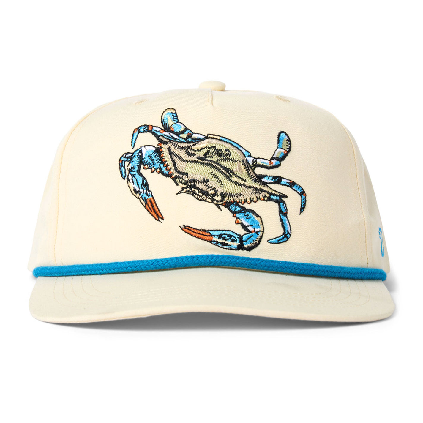 Duck Camp Ivory Blue Crab Embroidered With Rope Curved Bill Cap - Image 1