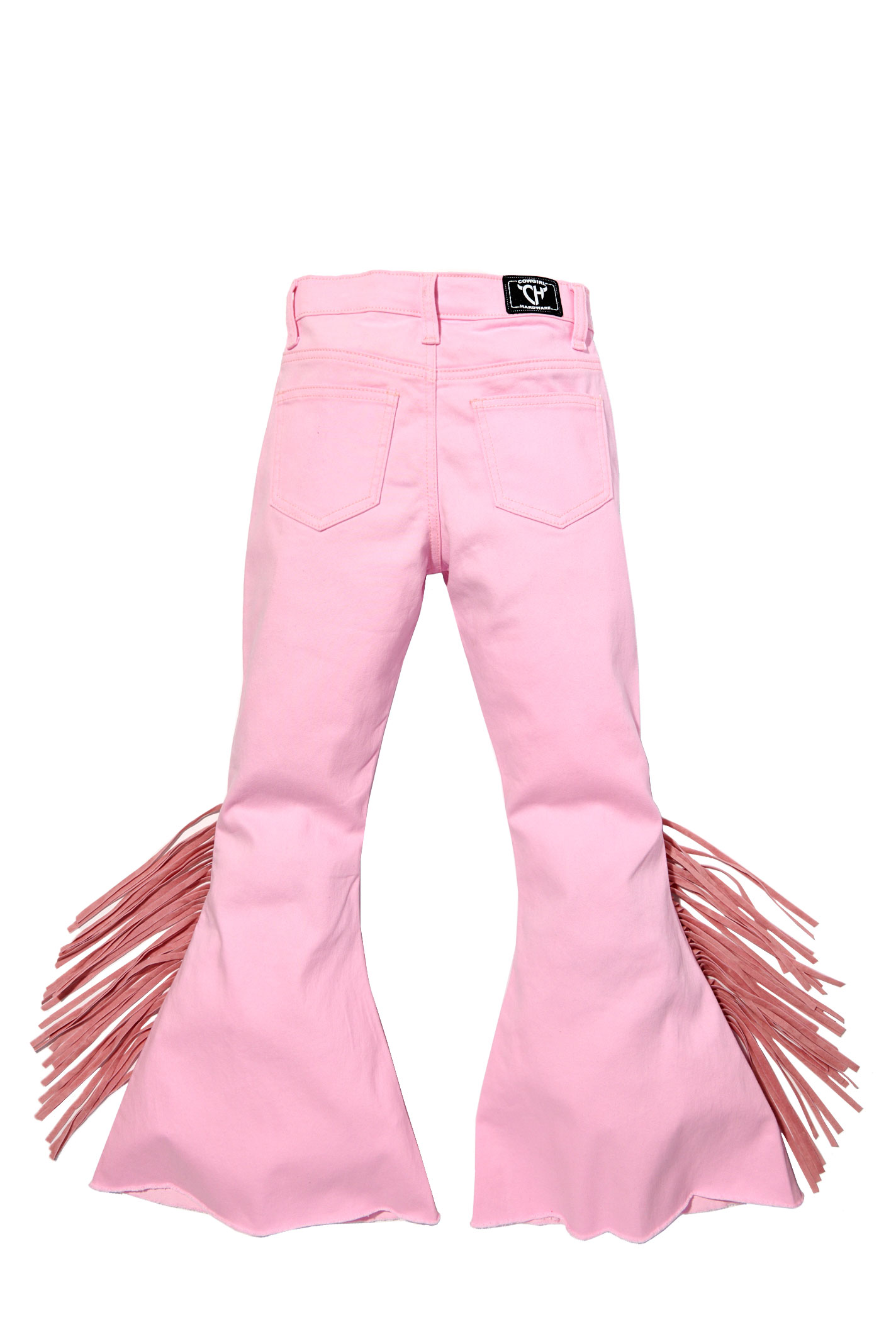 Cowgirl Hardware Girls’ Pink Side Fringe Flare Jeans  - Image 1
