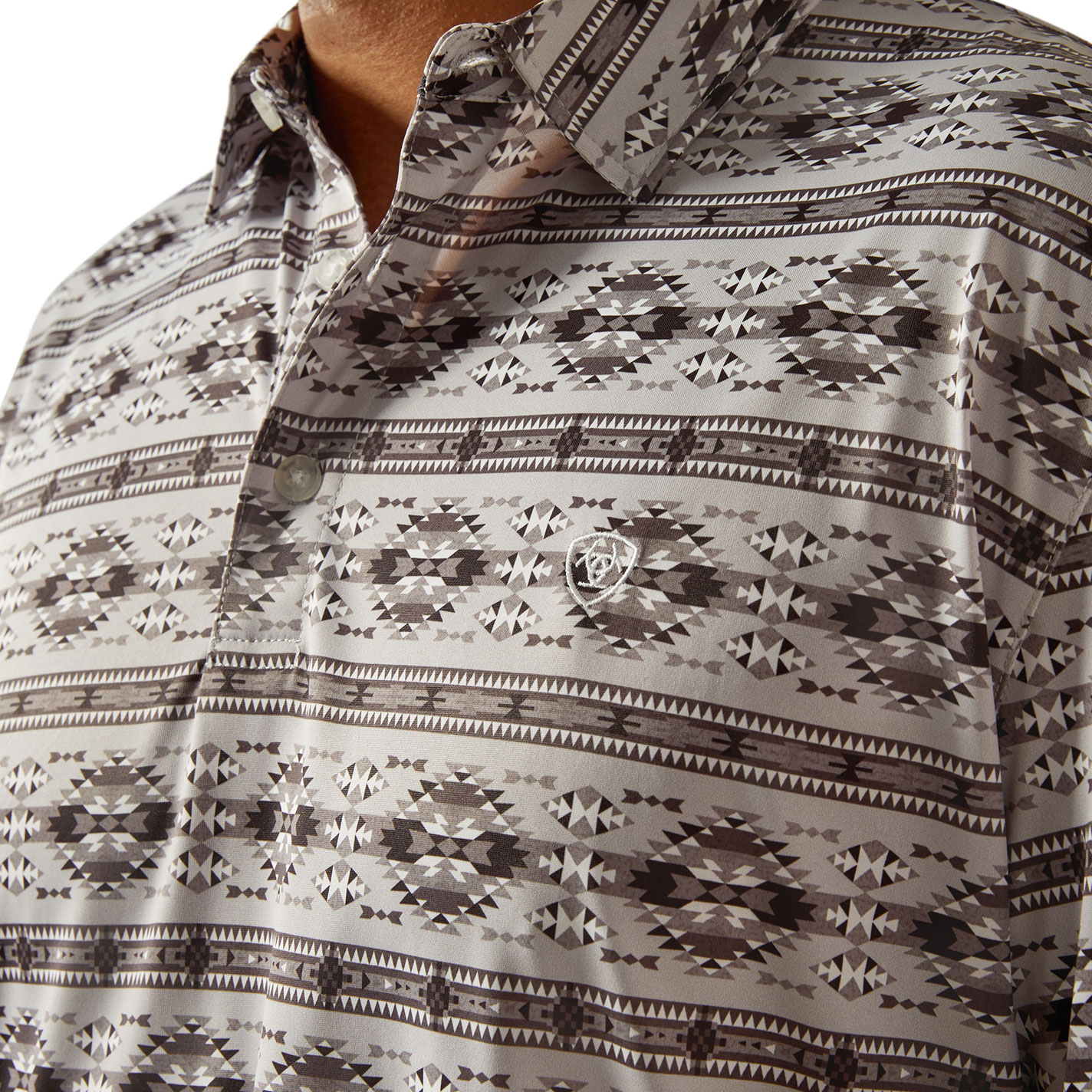 Ariat Men's AriatTEK Gray & Black Aztec Polo Shirt - Image 1
