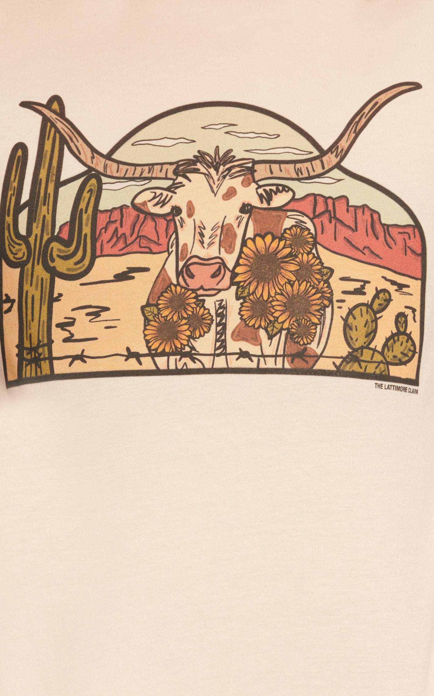 Lattimore Women's Cream Laredo Longhorn Graphic T-Shirt - Image 2