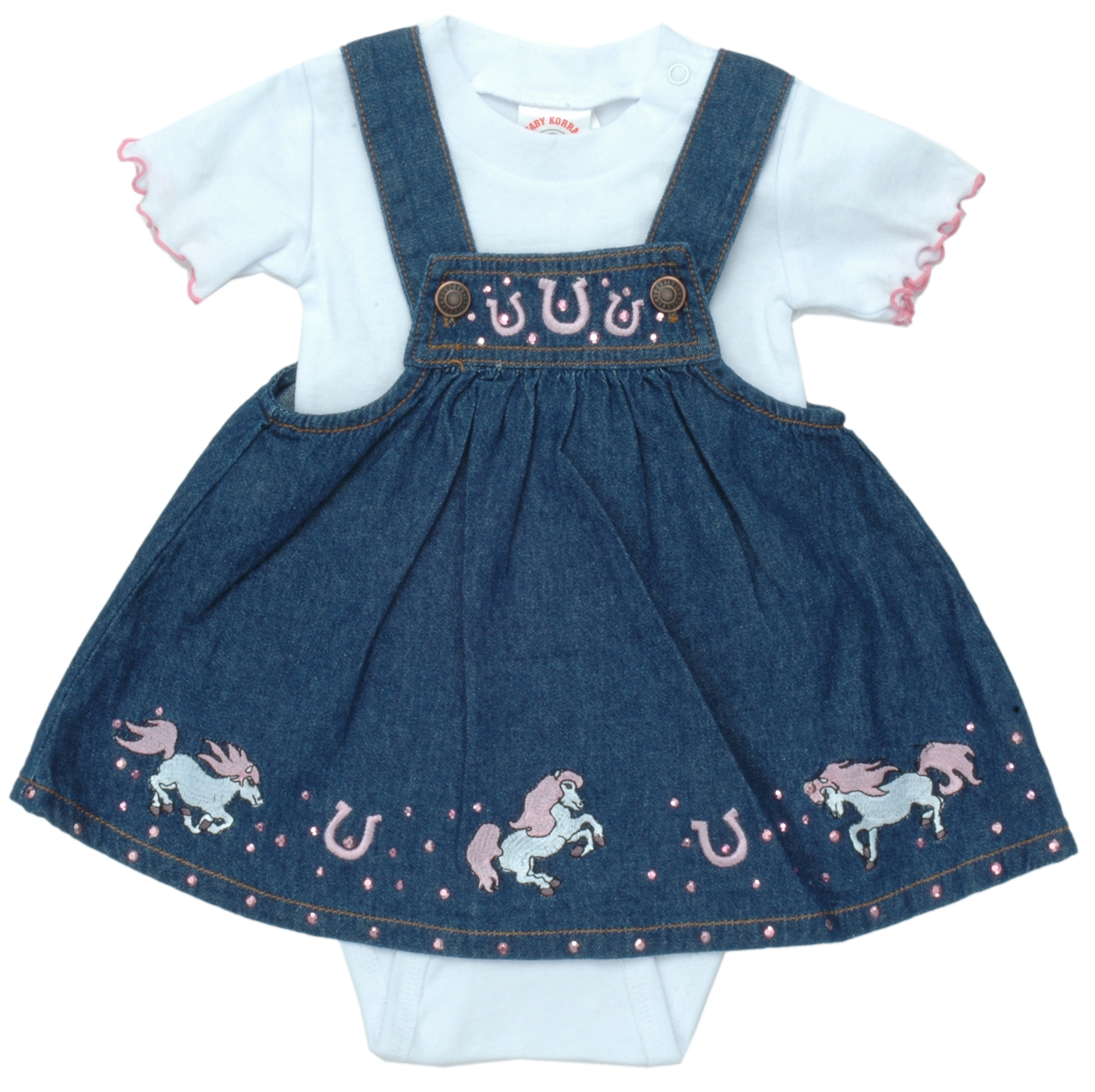 Baby Korral Denim Pony Overall Onesie - Image 1