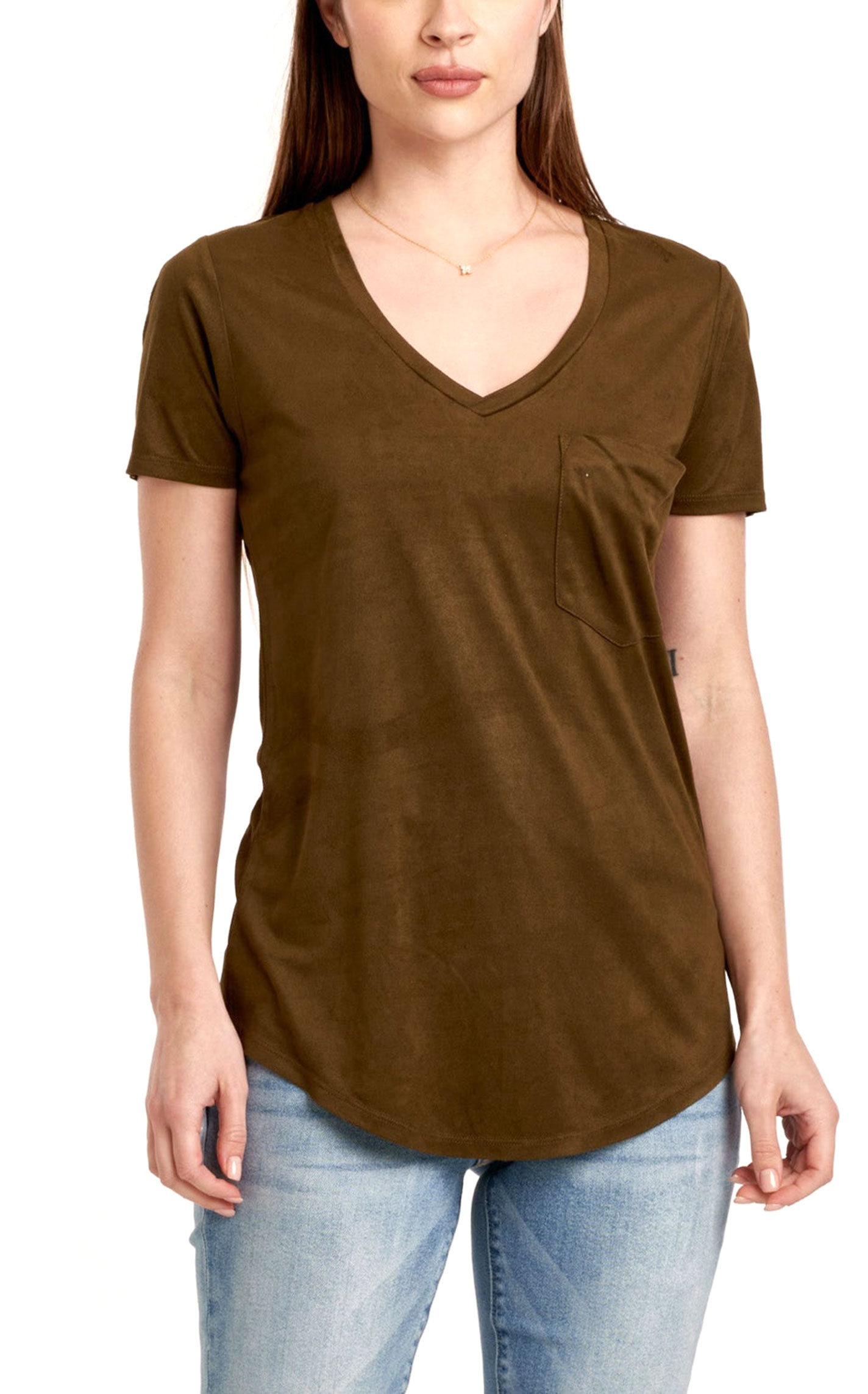 Another Love Women's Phoenix Chocolate Faux Suede Top - Image 1