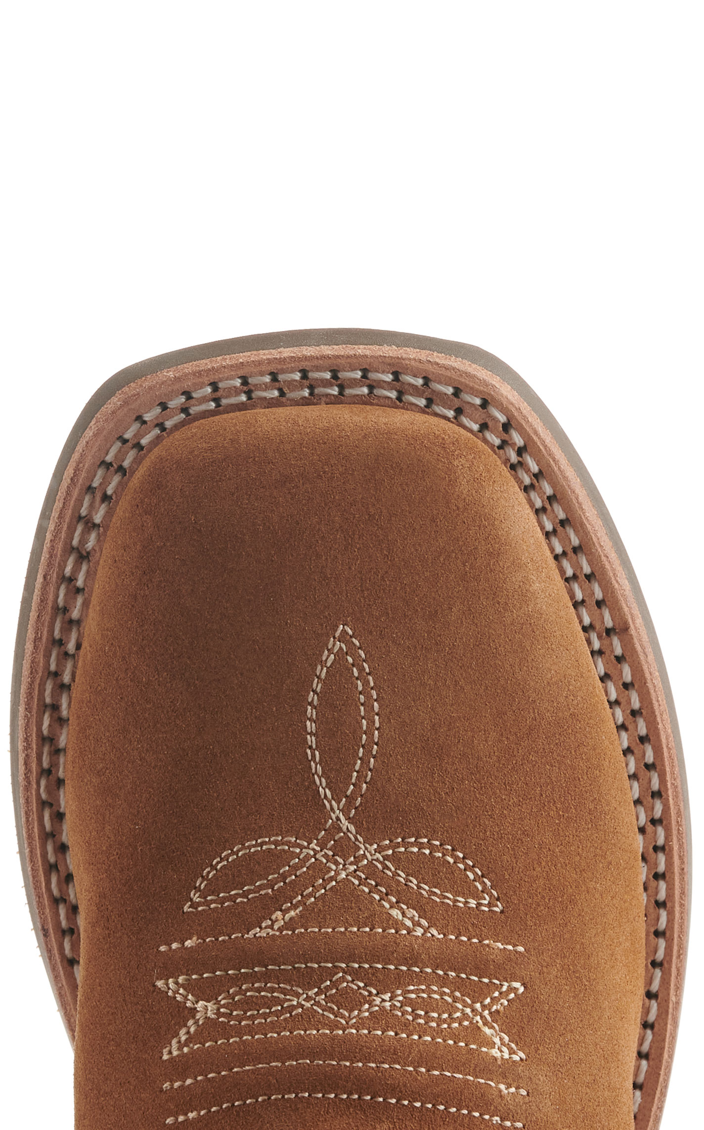 Old West Kids Light Brown and Dark Brown Wide Square Toe Cowboy Boots - Image 1