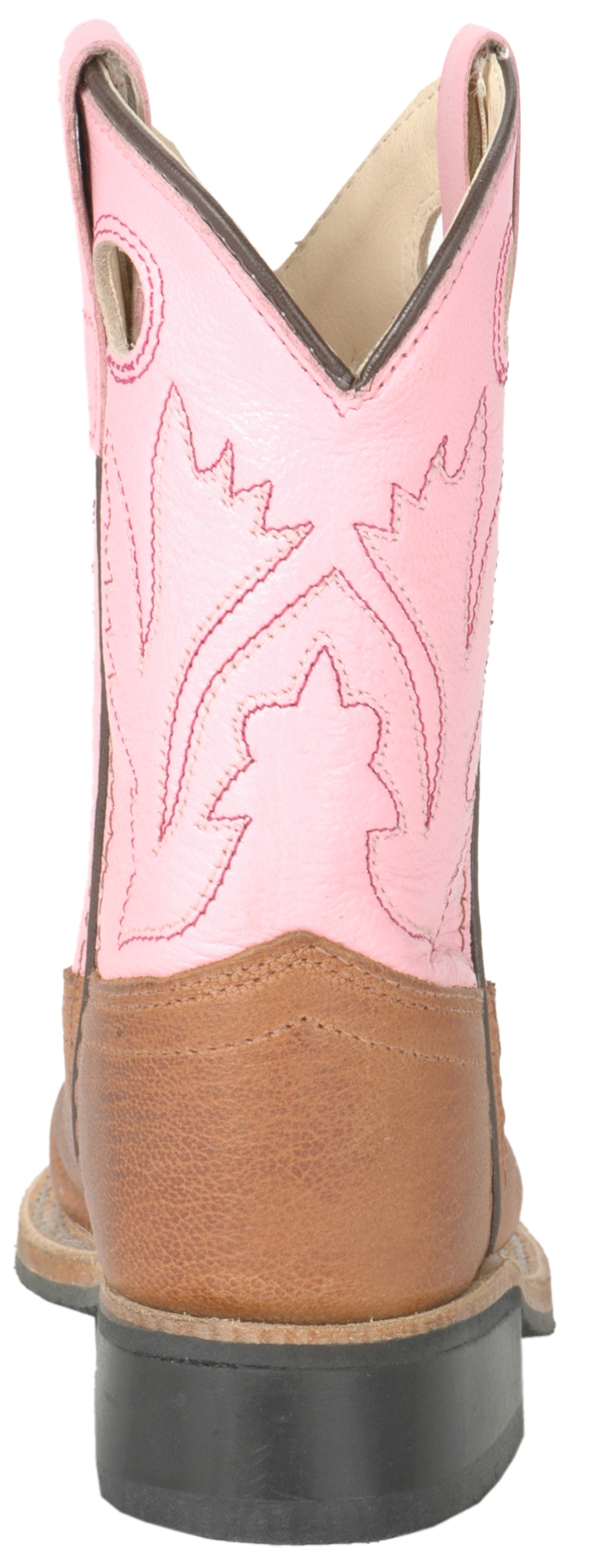 Old West Toddler Distressed Brown and Pink Corona Calf Square Toe Cowboy Boot - Image 1