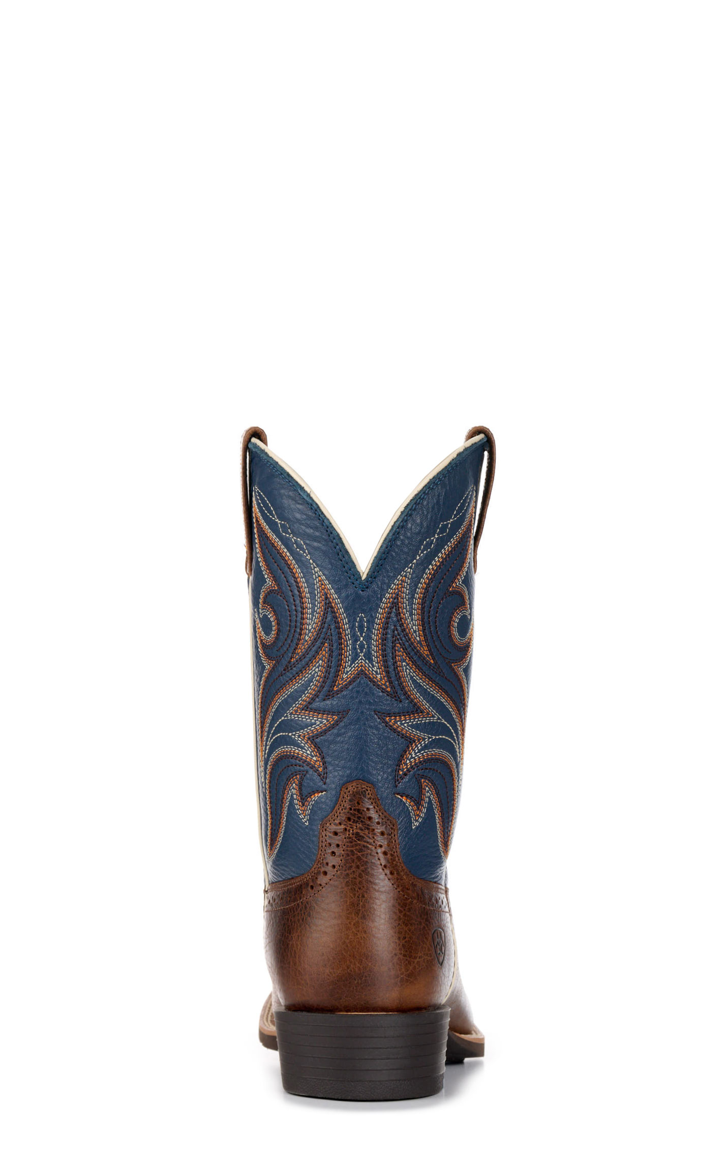 Ariat Men's Sport Knockout Dark Whiskey Brown and Sheriff Blue Wide Square Toe Cowboy Boot - Image 1