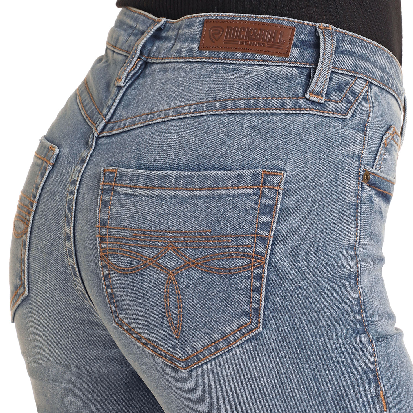 Rock & Roll Denim Women's Light Wash Distressed Boot Cut Jeans - Image 1