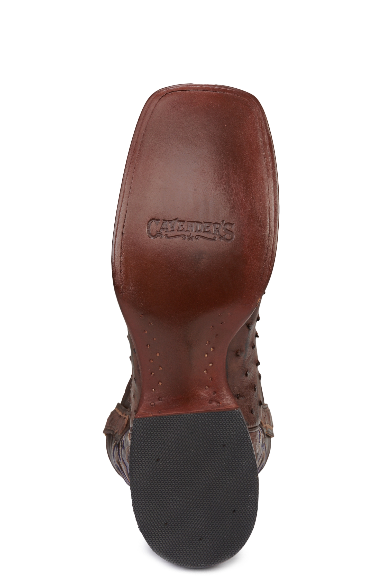 Cavender's Men's Chocolate Brown and Bruchiato Moka Full Quill Ostrich Rafter C Wide Square Toe Exotic Cowboy Boots - Image 1